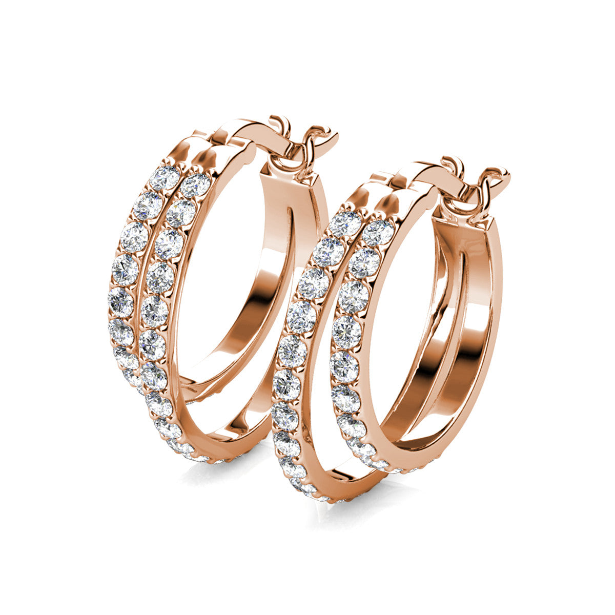 Corina 18k White Gold Plated 20mm Hoop Earrings with Swarovski Crystals (3 Pair Set)