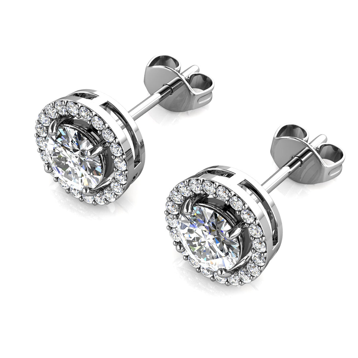 Moissanite by Cate & Chloe Kailani Sterling Silver Stud Earrings with Moissanite Crystals