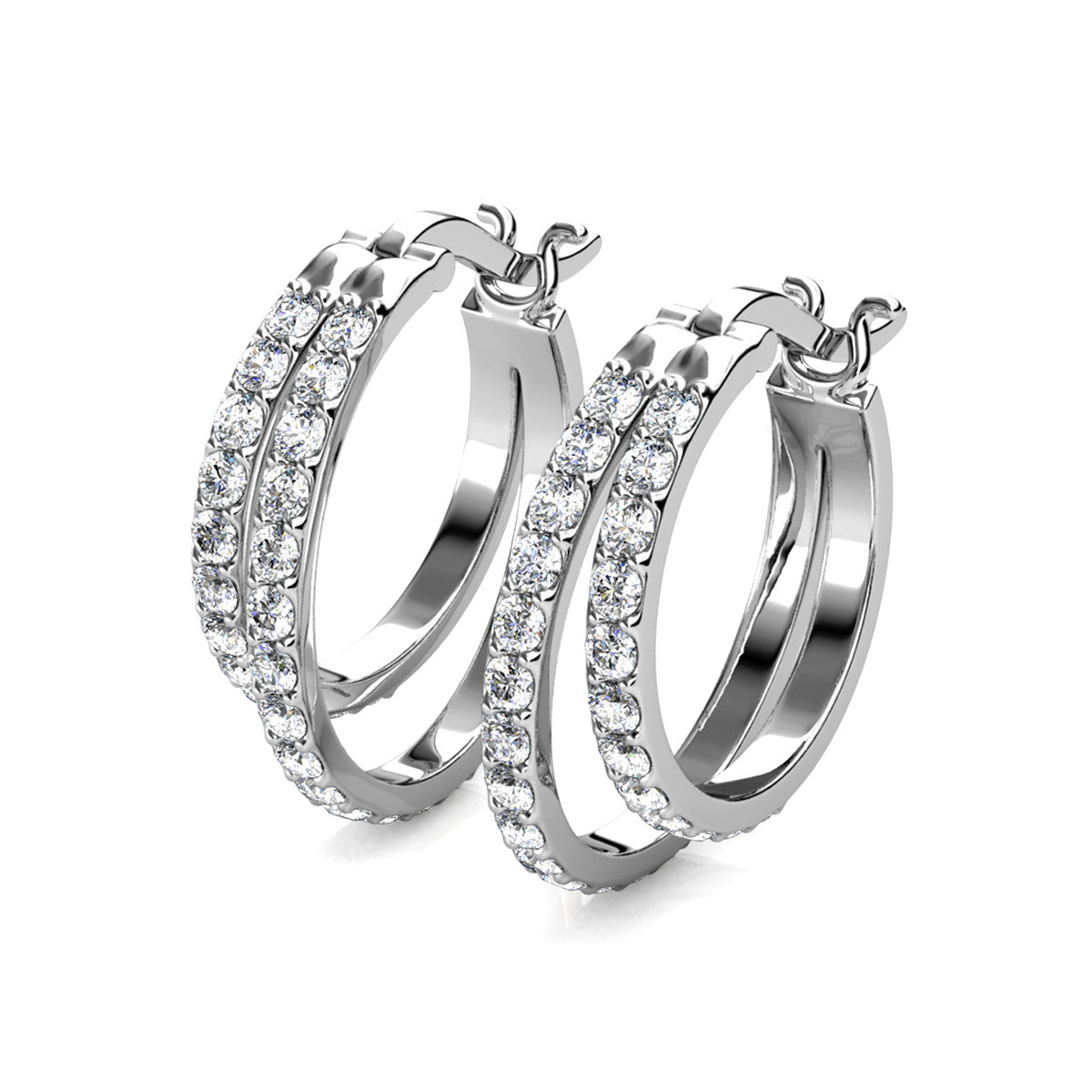 Corina 18k White Gold Plated 20mm Hoop Earrings with Swarovski Crystals