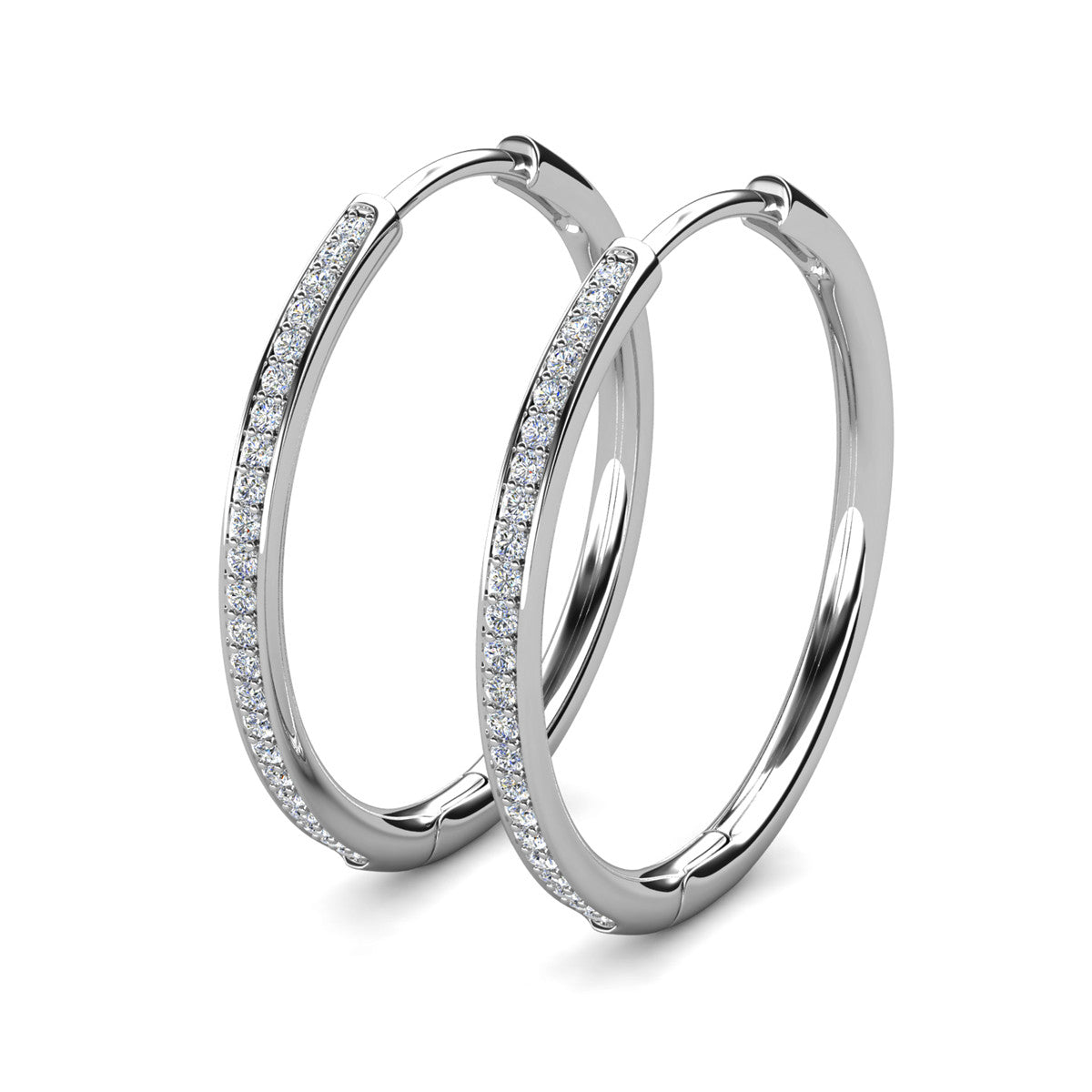 Moissanite by Cate & Chloe Delaney Sterling Silver Hoop Earrings with Moissanite Crystals