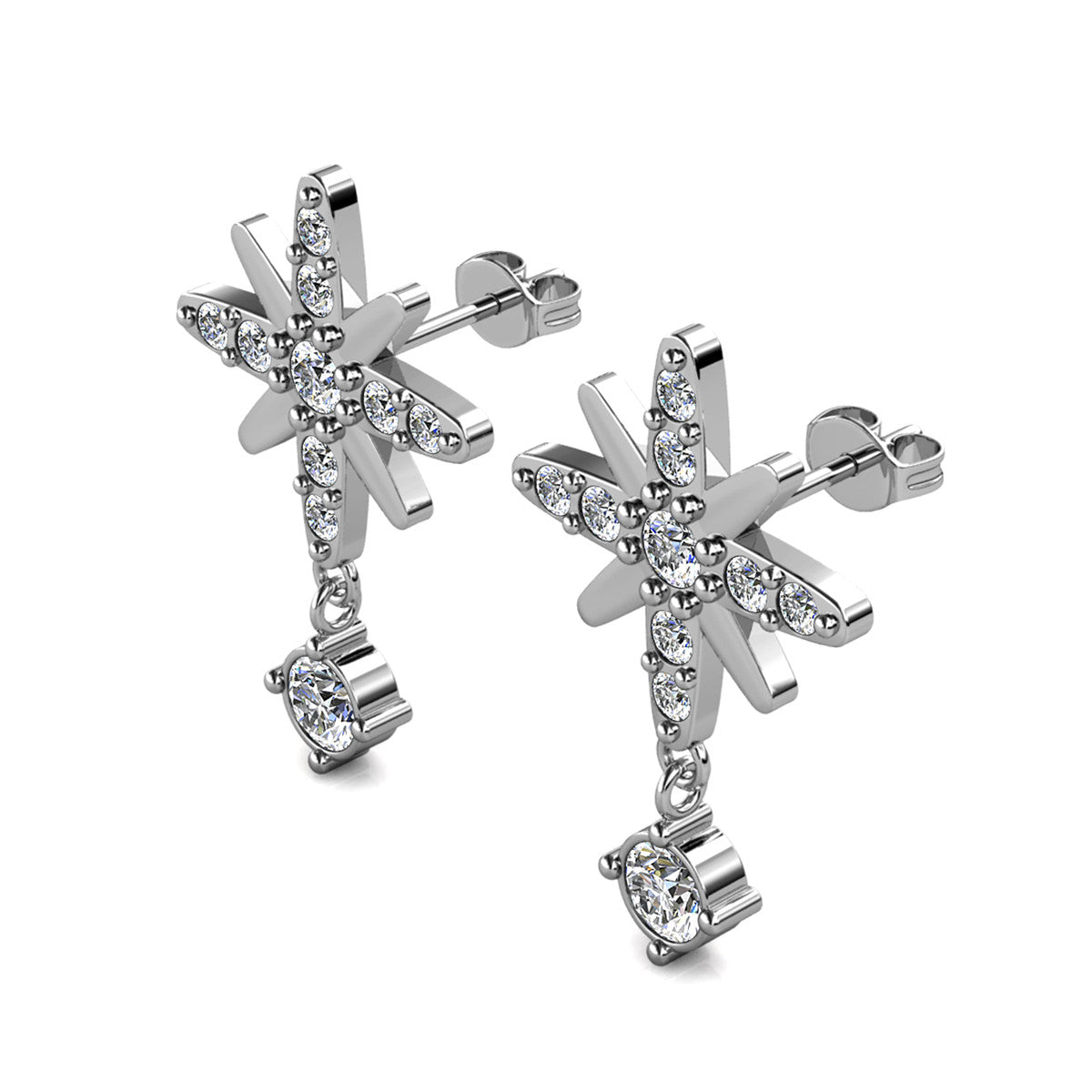 Harlow 18k White Gold Plated Silver Stud Earrings with Swarovski Crystals