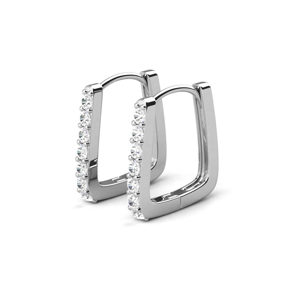 Phoebe 18k White Gold Plated 14mm Hoop Earrings with Swarovski Crystals