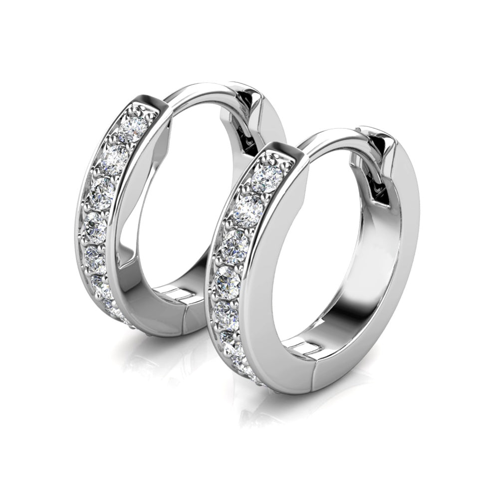 Skye 18k White Gold Plated 12mm Crystal Hoop Earrings with Swarovski Crystals