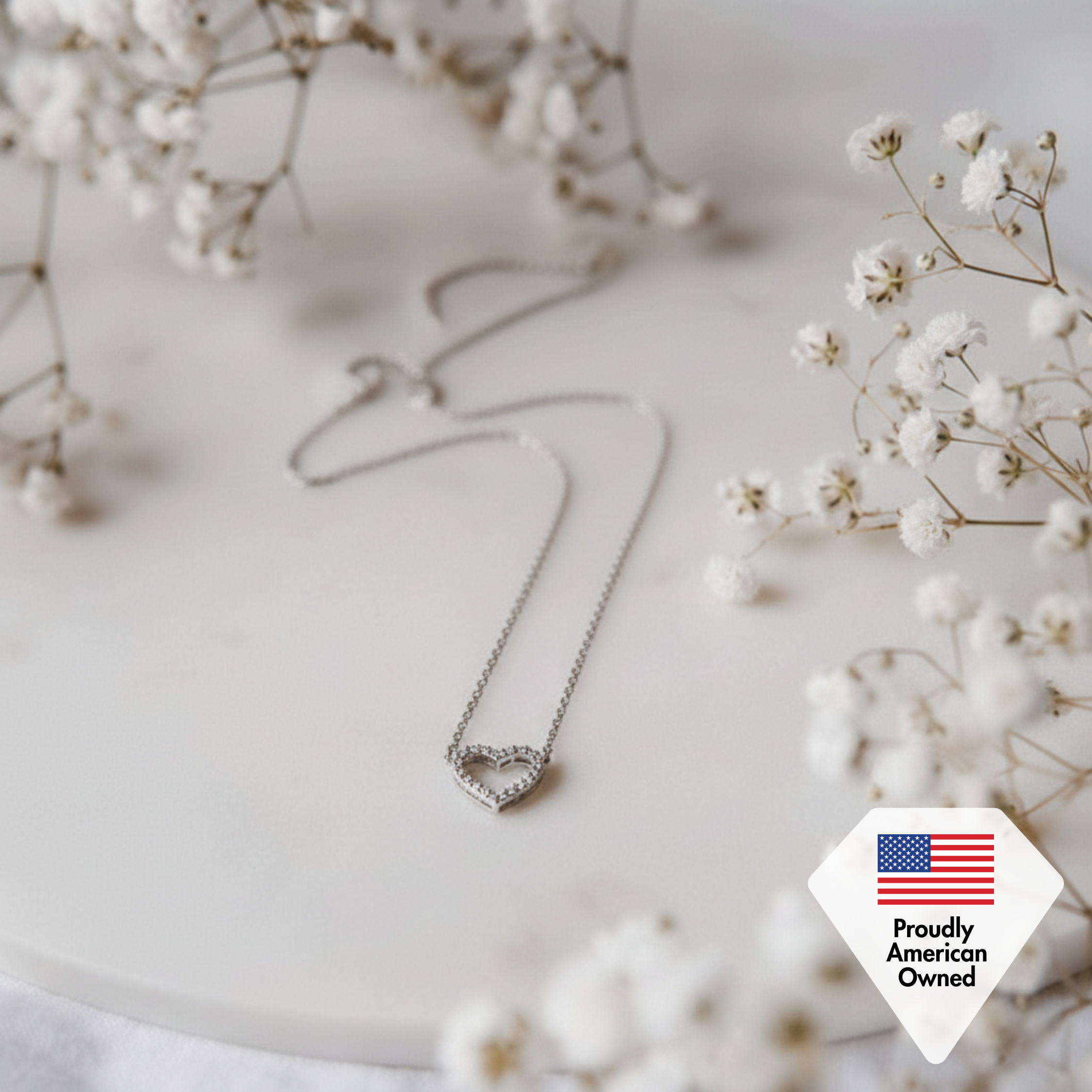 Piper 18k White Gold Plated Heart Pendant Necklace with Swarovski Crystals