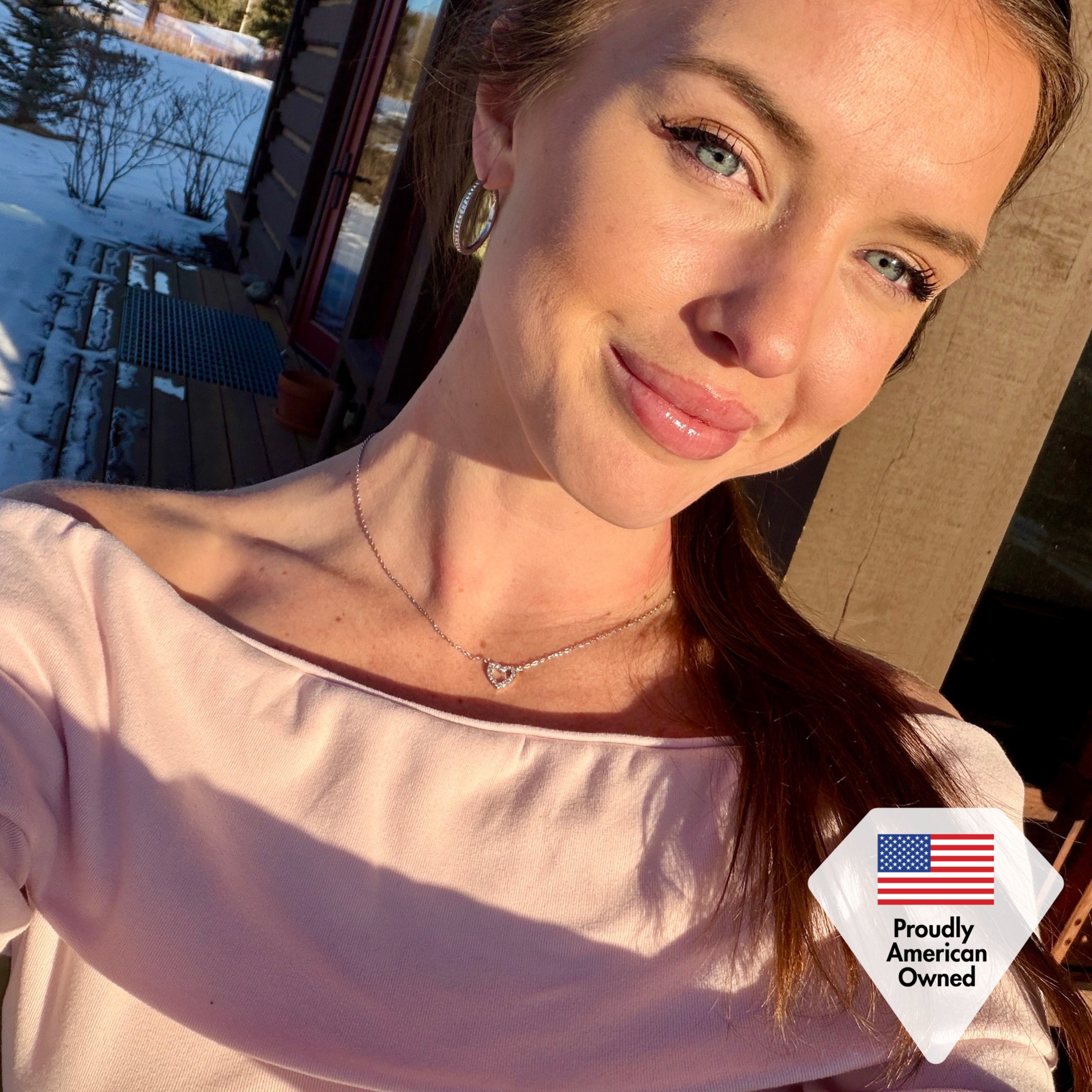 Piper 18k White Gold Plated Heart Pendant Necklace with Swarovski Crystals