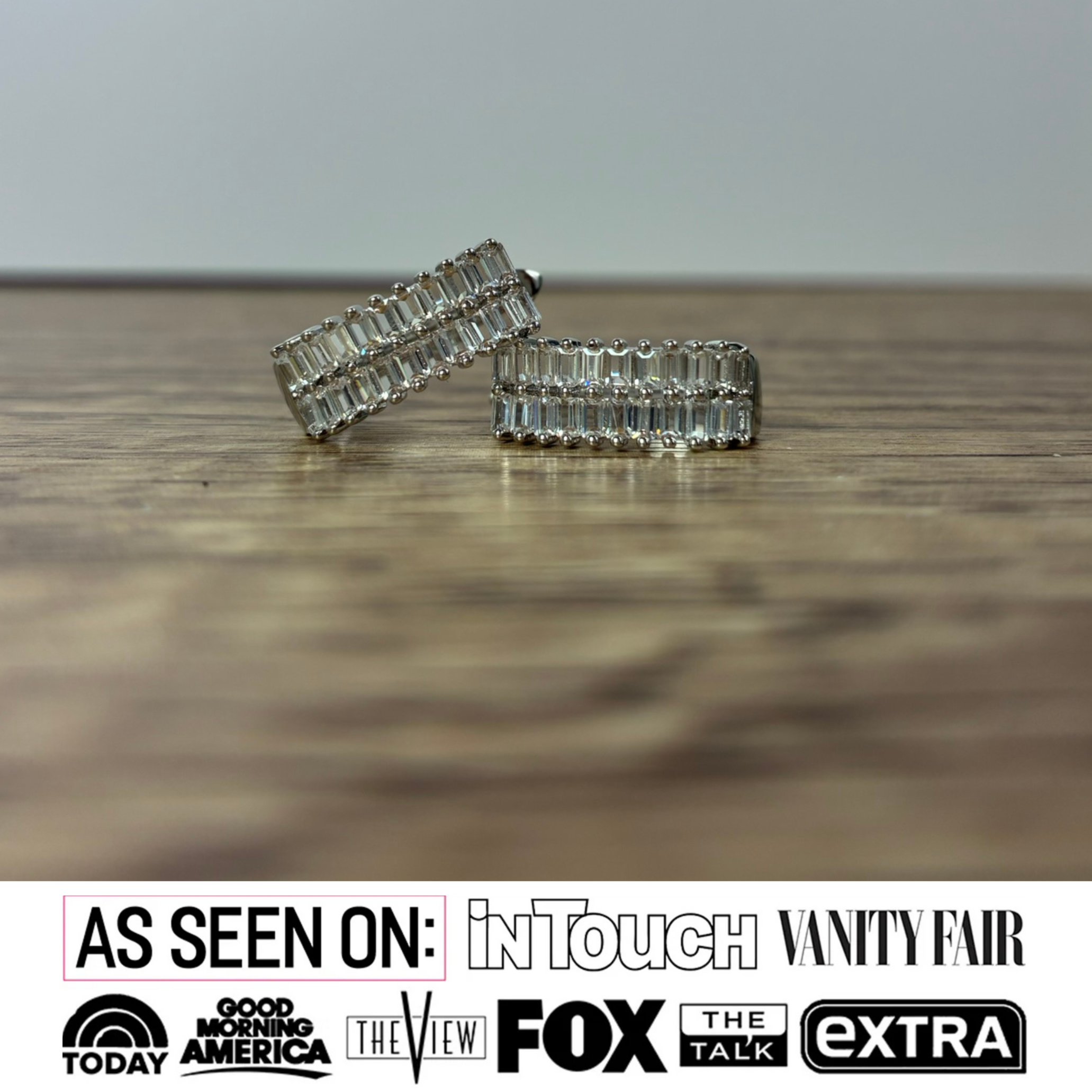 Pixie 18k White Gold Plated 17mm Hoop Earrings with Simulated Diamond Crystals