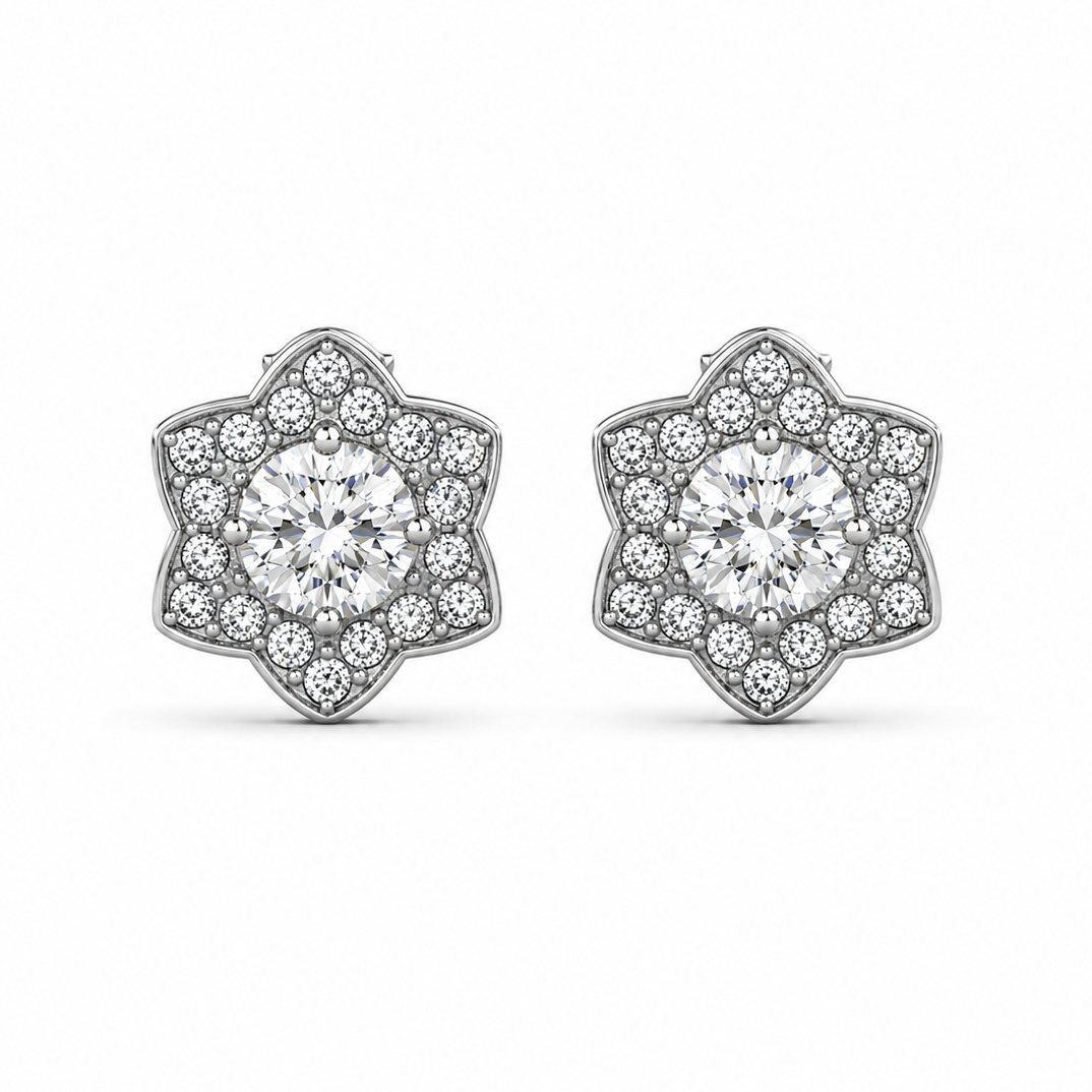 Poppy 18k White Gold Plated Stud Earrings with Simulated Diamond Crystals
