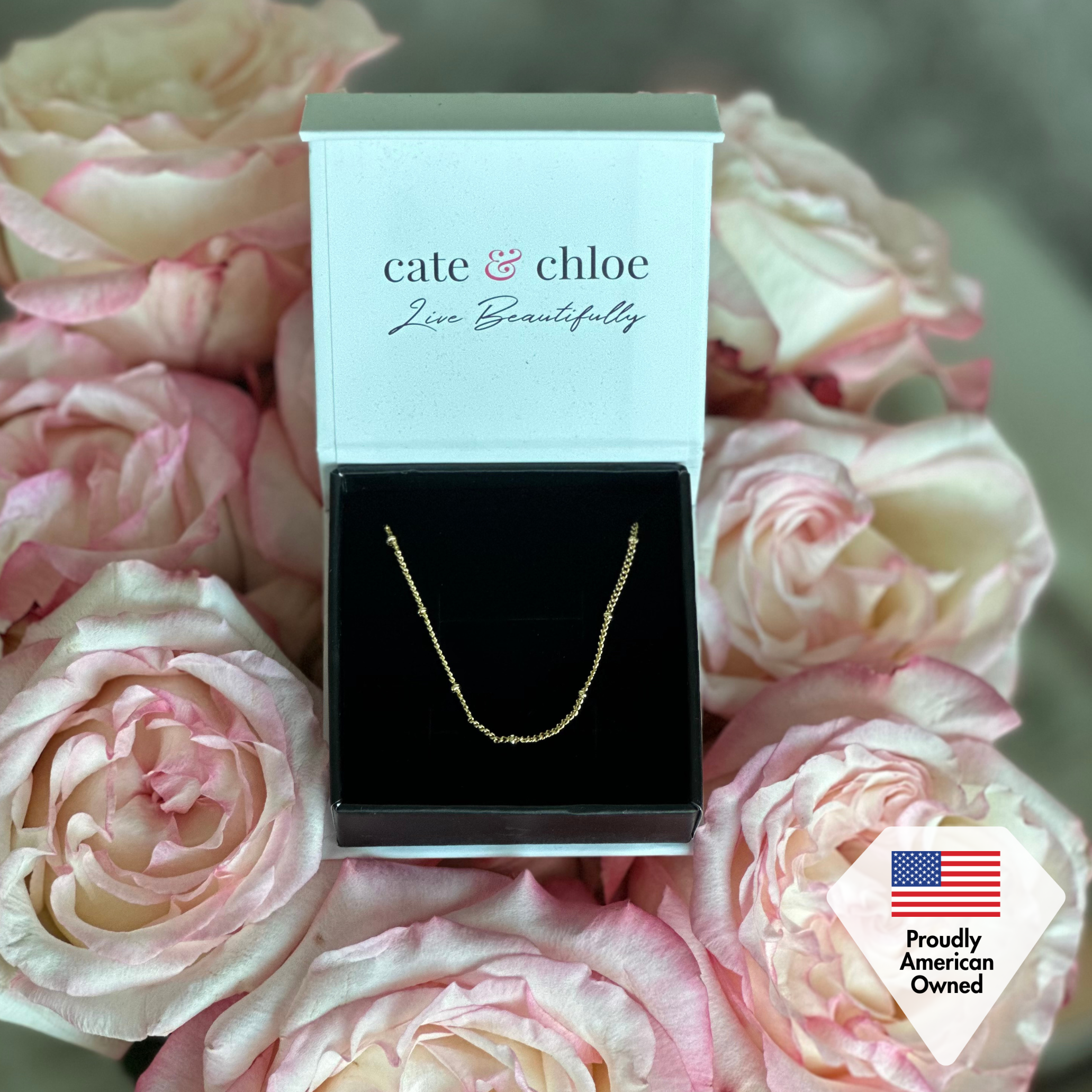 Pria 18k White Gold Plated Bead Station Chain Necklace