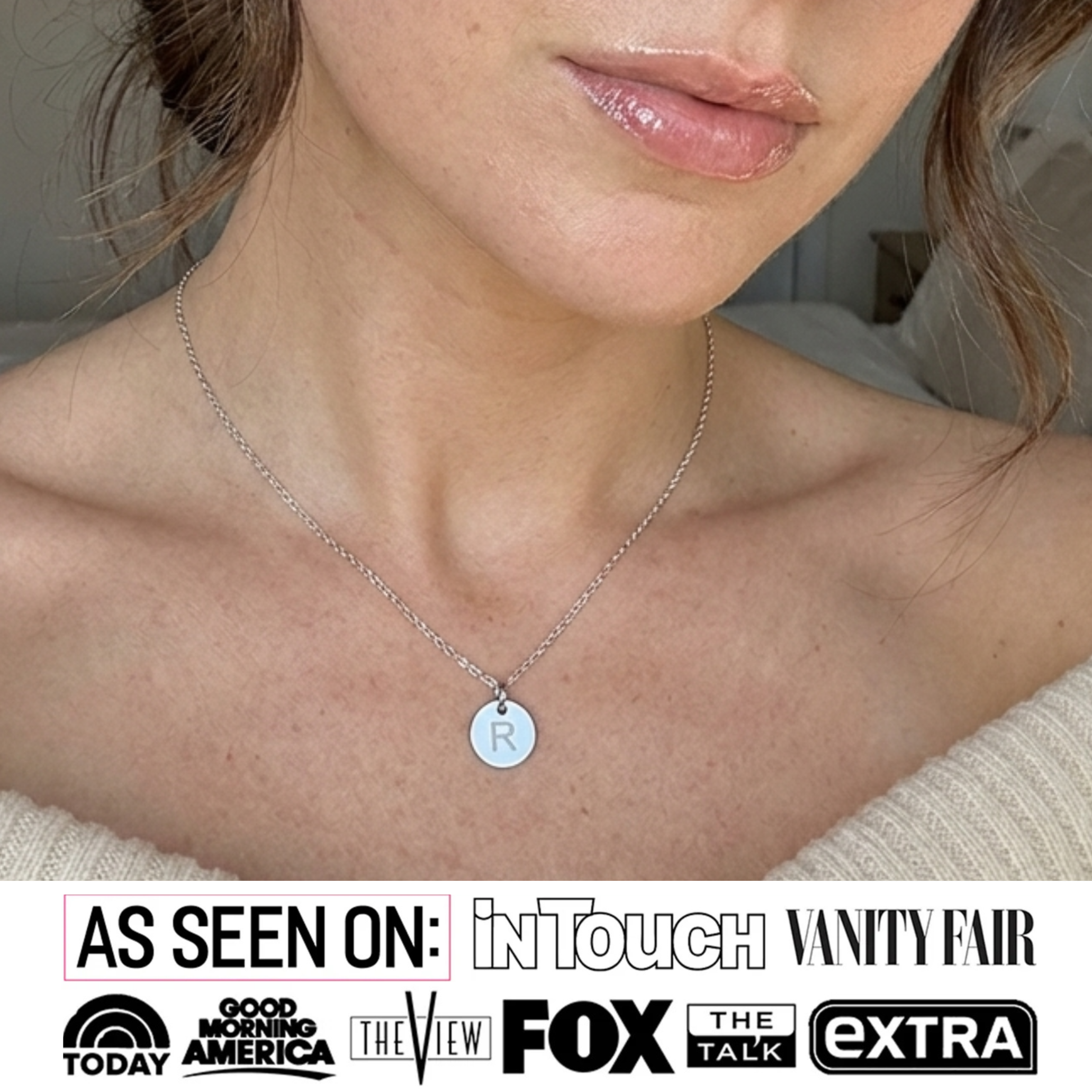 Summer Collection 18k White Gold Plated Engraved Initial Letter Pendant Necklace