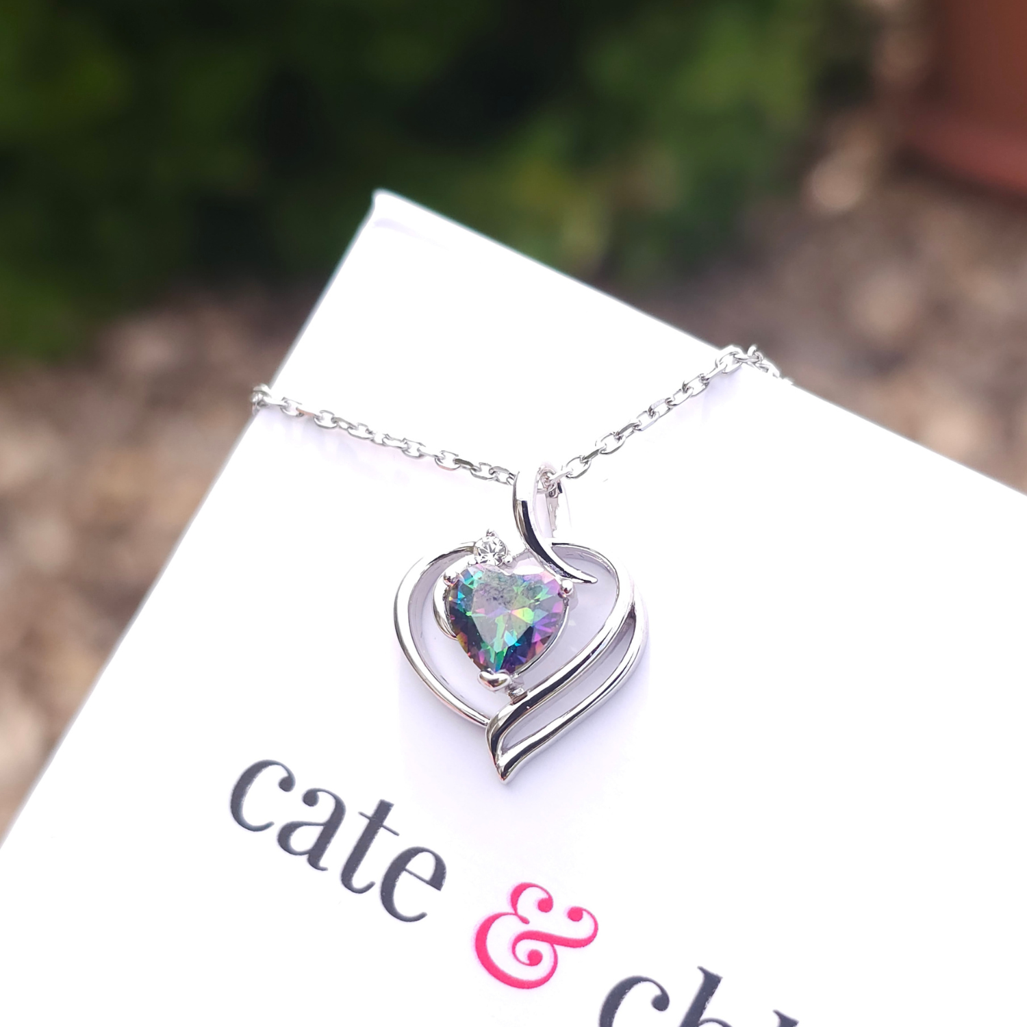 Regina 18k White Gold Plated Blue Heart Necklace with Swarovski Crystals