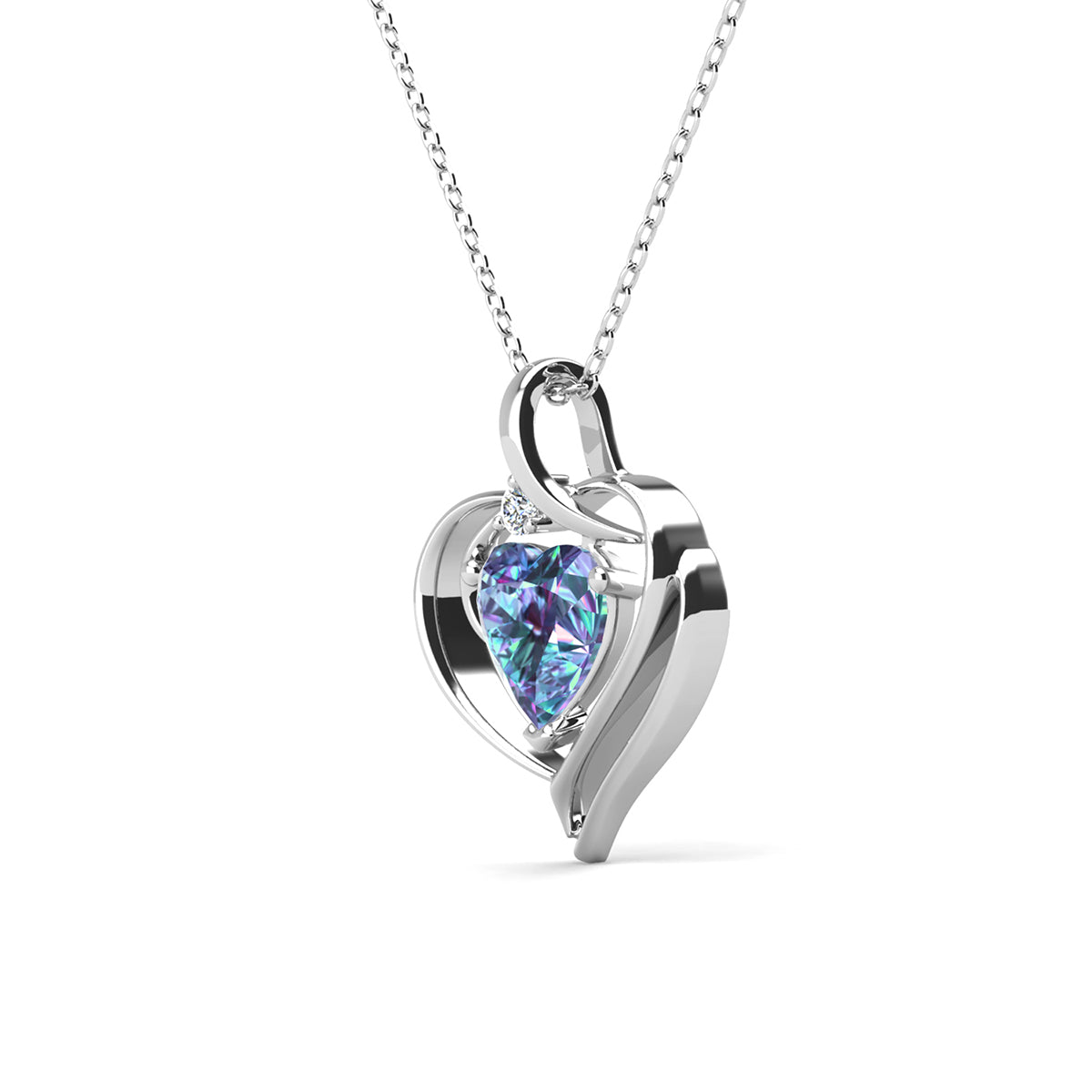Regina 18k White Gold Plated Blue Heart Necklace with Swarovski Crystals