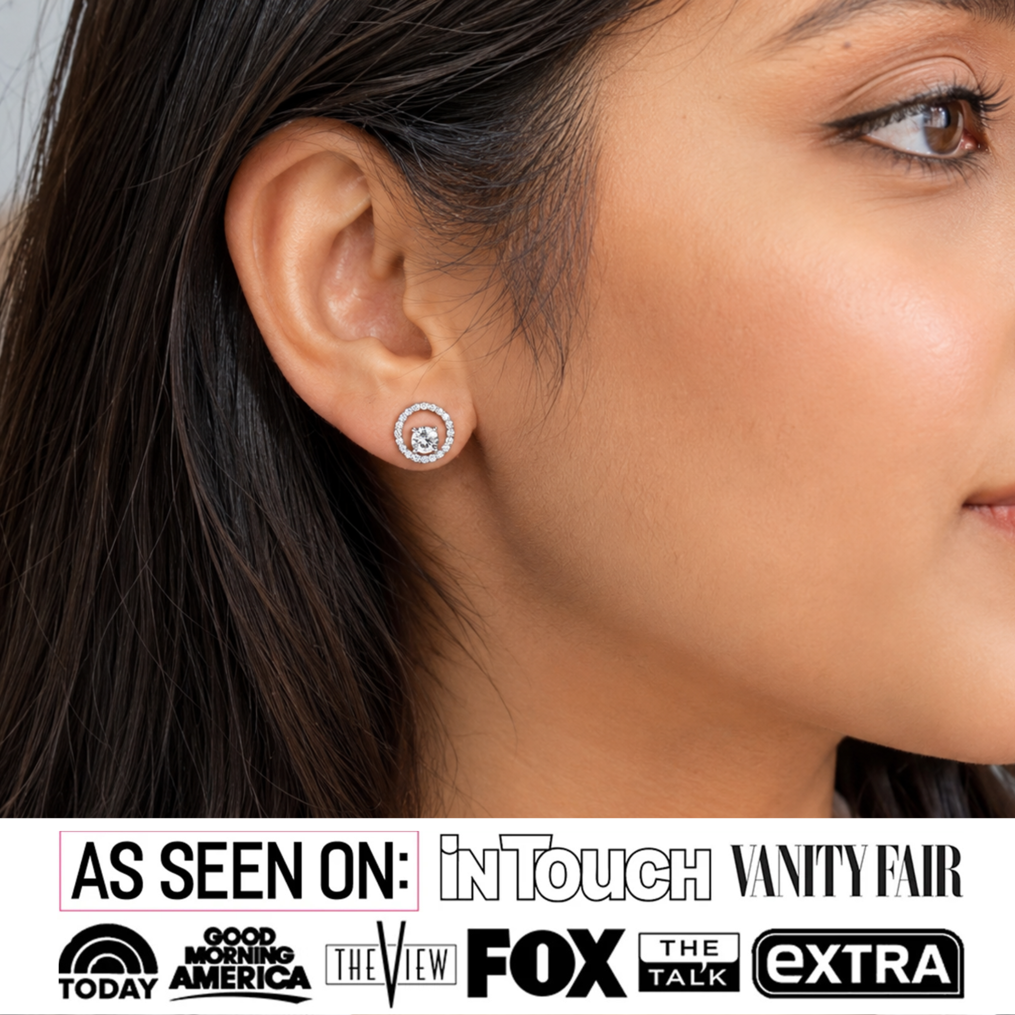 Reign 18k White Gold Plated Halo Drop Stud Earrings with Swarovski Crystals