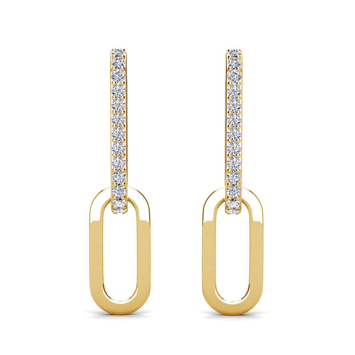 Remington 18k White Gold Plated Dangle Chain Link Earrings with Swarovski Crystals