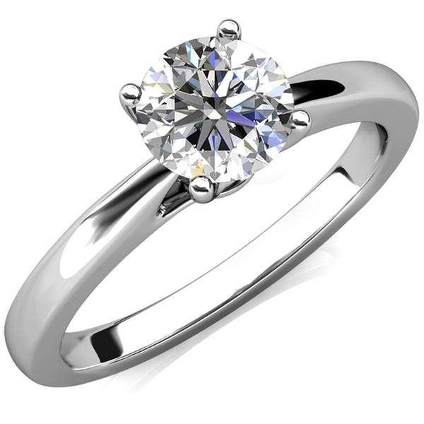 Moissanite by Cate & Chloe Abigail 1.0tcw Round Cut 925 Sterling Silver 18k White Gold Plated Engagement Ring