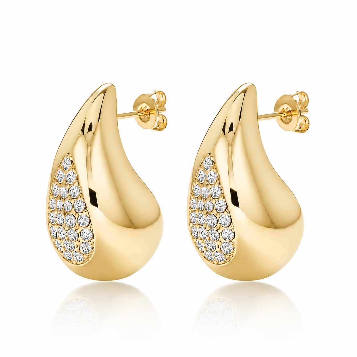 Sally 18k White Gold Plated Tear drop Stud Earrings with Swarovski Crystals