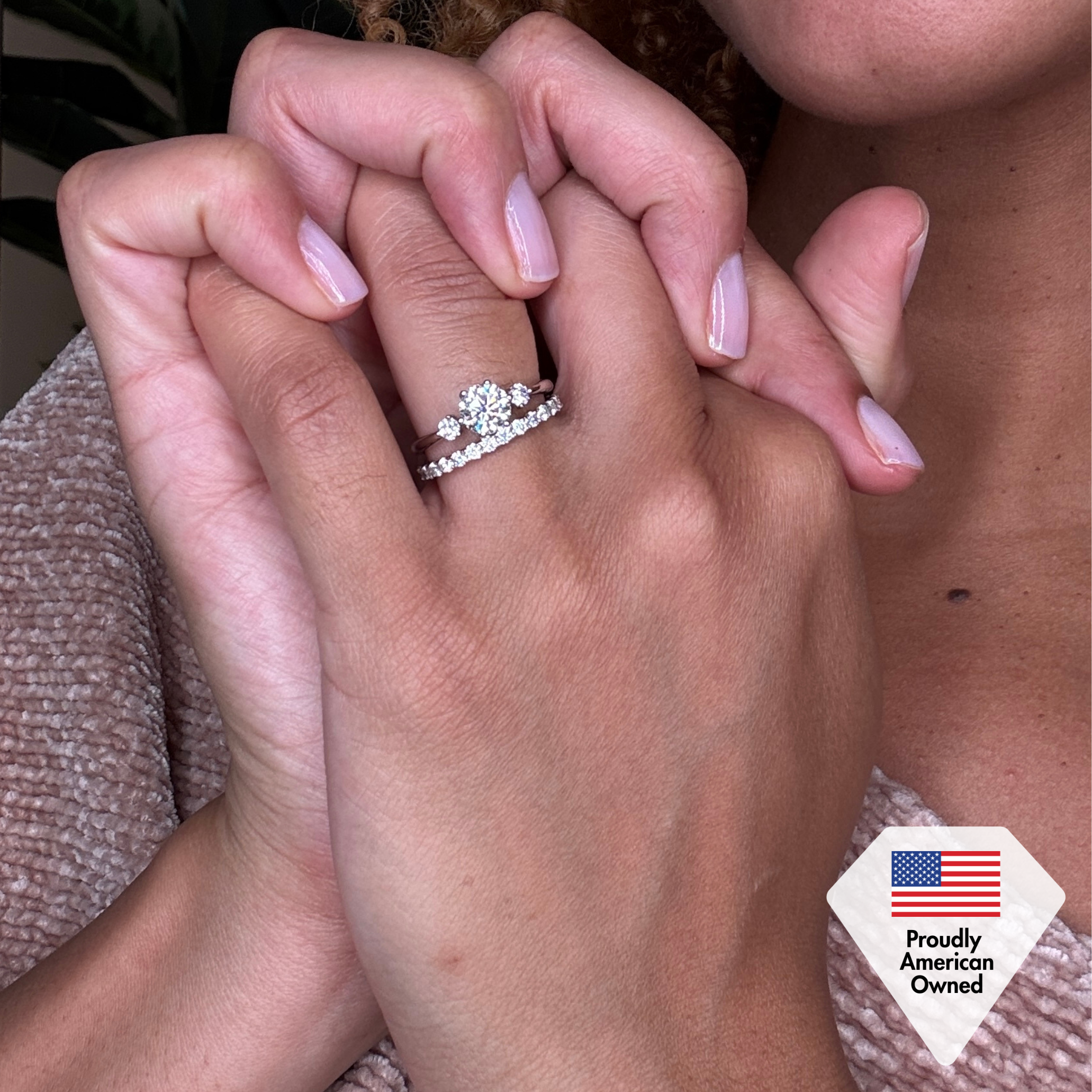 Moissanite by Cate & Chloe Sarah 1.22tcw Round Cut 925 Sterling Silver 18k White Gold Plated Engagement Ring