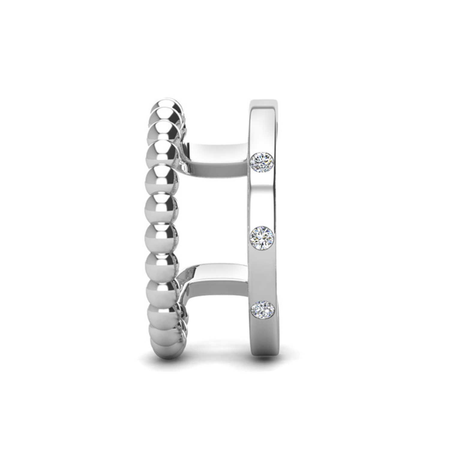 Pack of 2 - Sasha and Gloria 18k White Gold Plated 10mm Hoop Ear Cuffs with Swarovski Crystals
