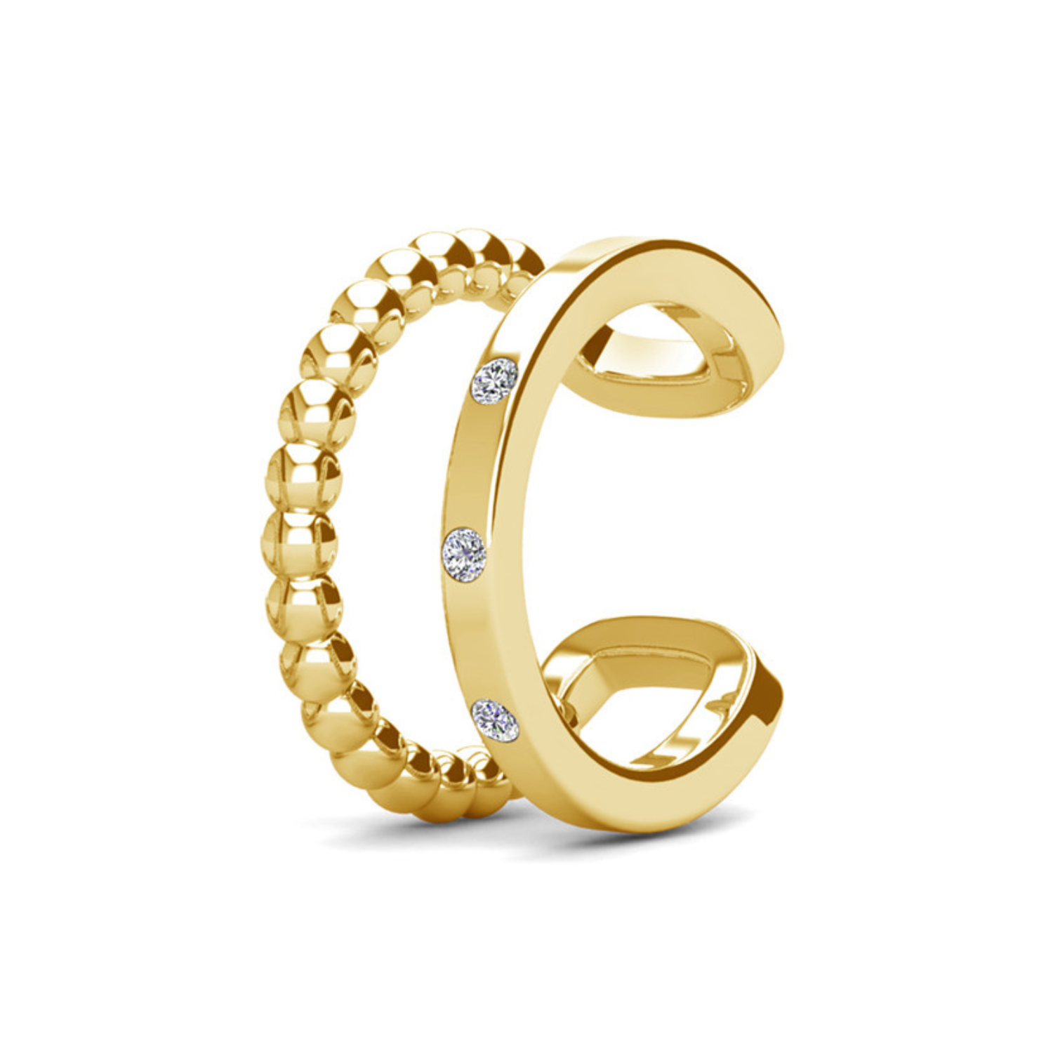 Sasha 18k White Gold Plated 10mm Hoop Ear Cuff with Swarovski Crystals