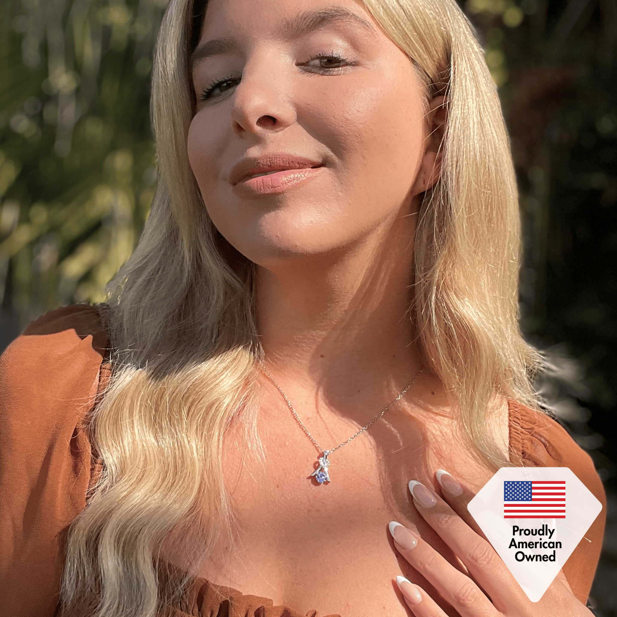 Serenity Birthstone 18k White Gold Plated Necklace with Round Cut Swarovski Crystals