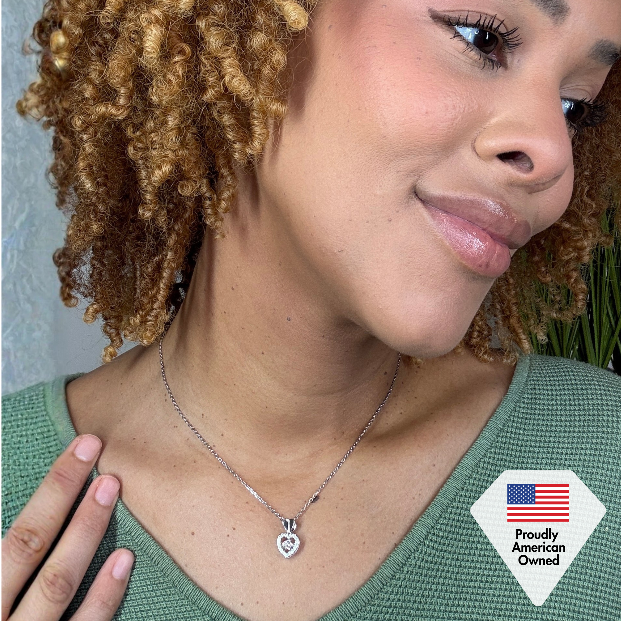 Shelby 18k White Gold Plated Heart Dancing Necklace with Swarovski Crystals