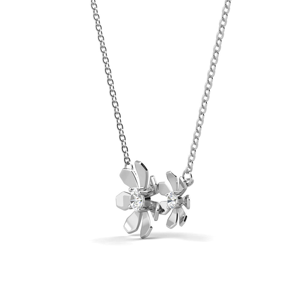 Daisy 18k White Gold Plated Flower Necklace with Swarovski Crystals & Heartfelt Message for Daughter