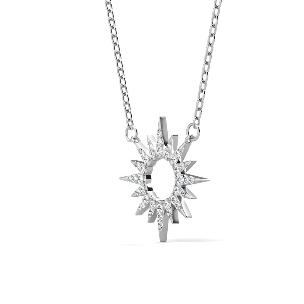 Evie 18k White Gold Plated Sun Pendant Necklace & Kindness and Light Green Bow Card