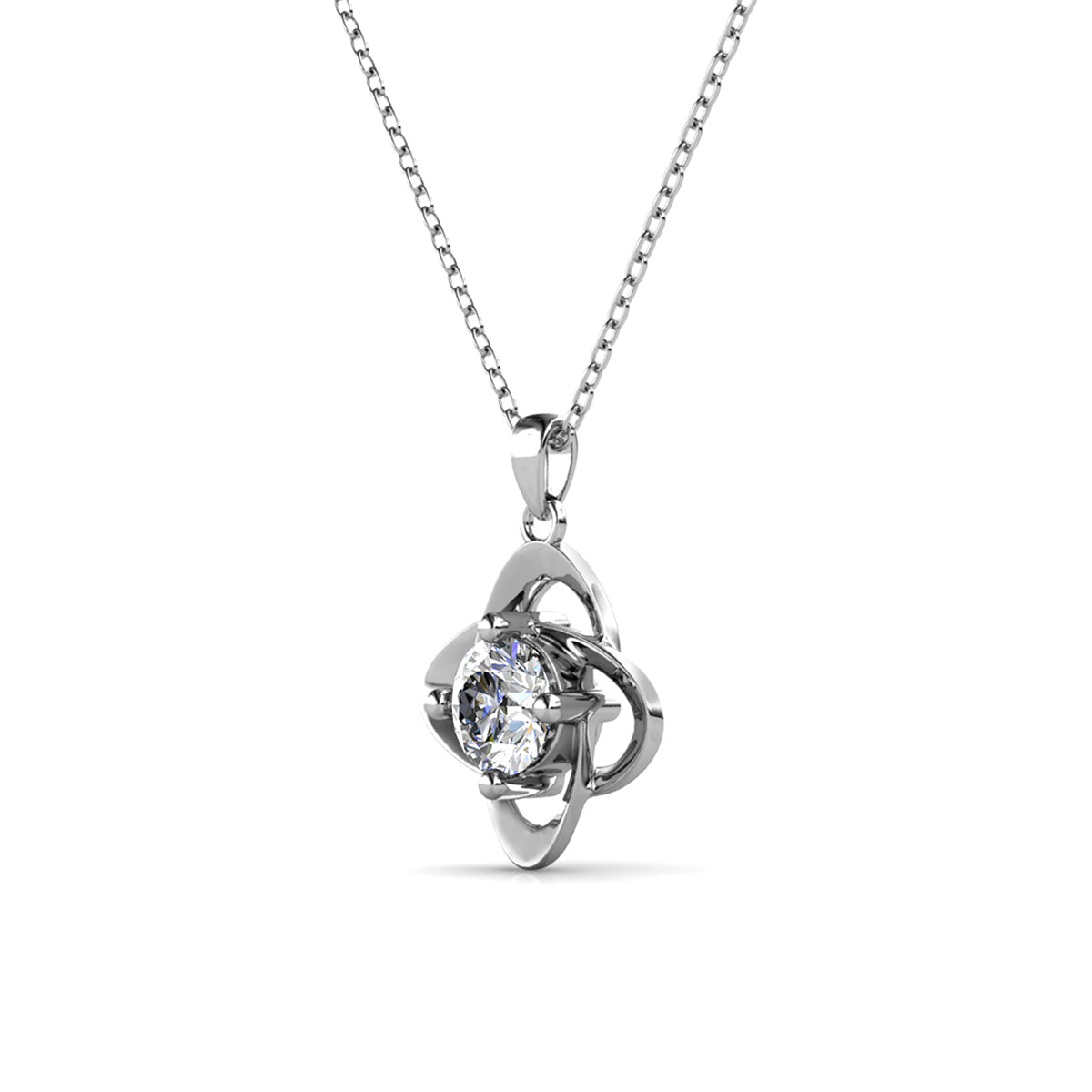 Infinity 18k White Gold Plated Birthstone Flower Necklace with Swarovski Crystal