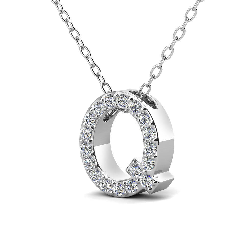 Ethereal Collection 18k White Gold Plated Initial Letter Pendant Necklace with Swarovski Crystals