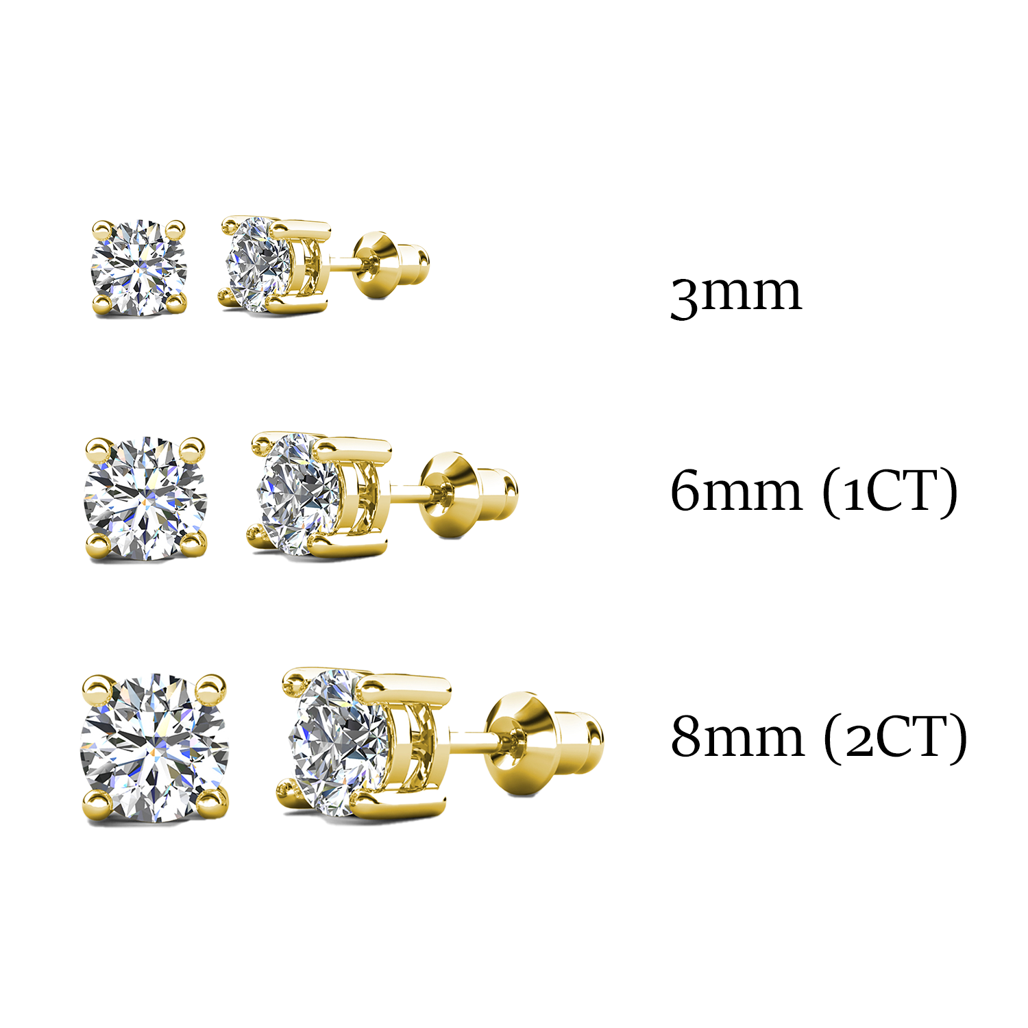 Mia 14k White Gold Plated Sterling Silver Stud Earrings with Simulated Diamond Crystals