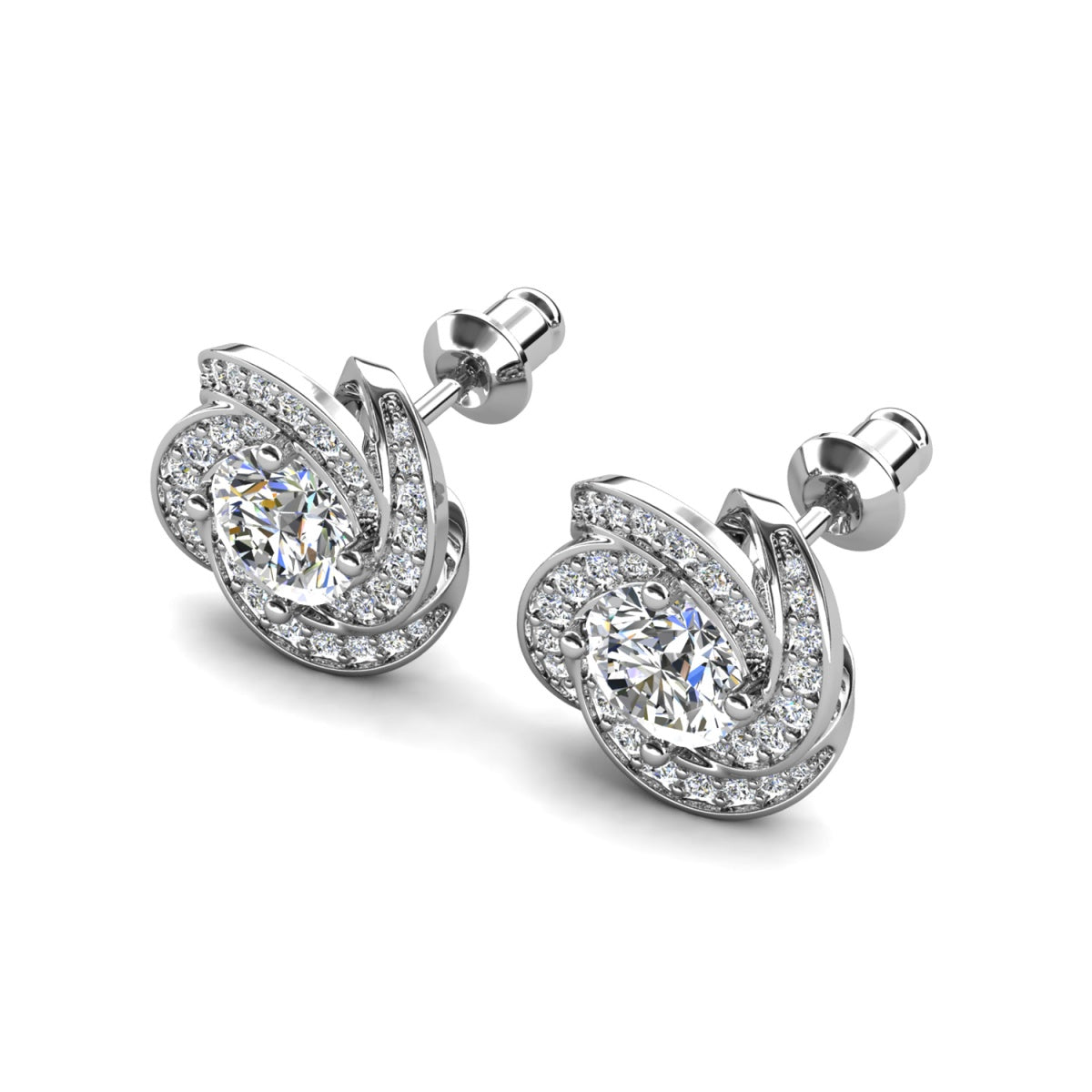 Emmy“宇宙”18k 白金镀 CZ 水晶耳钉