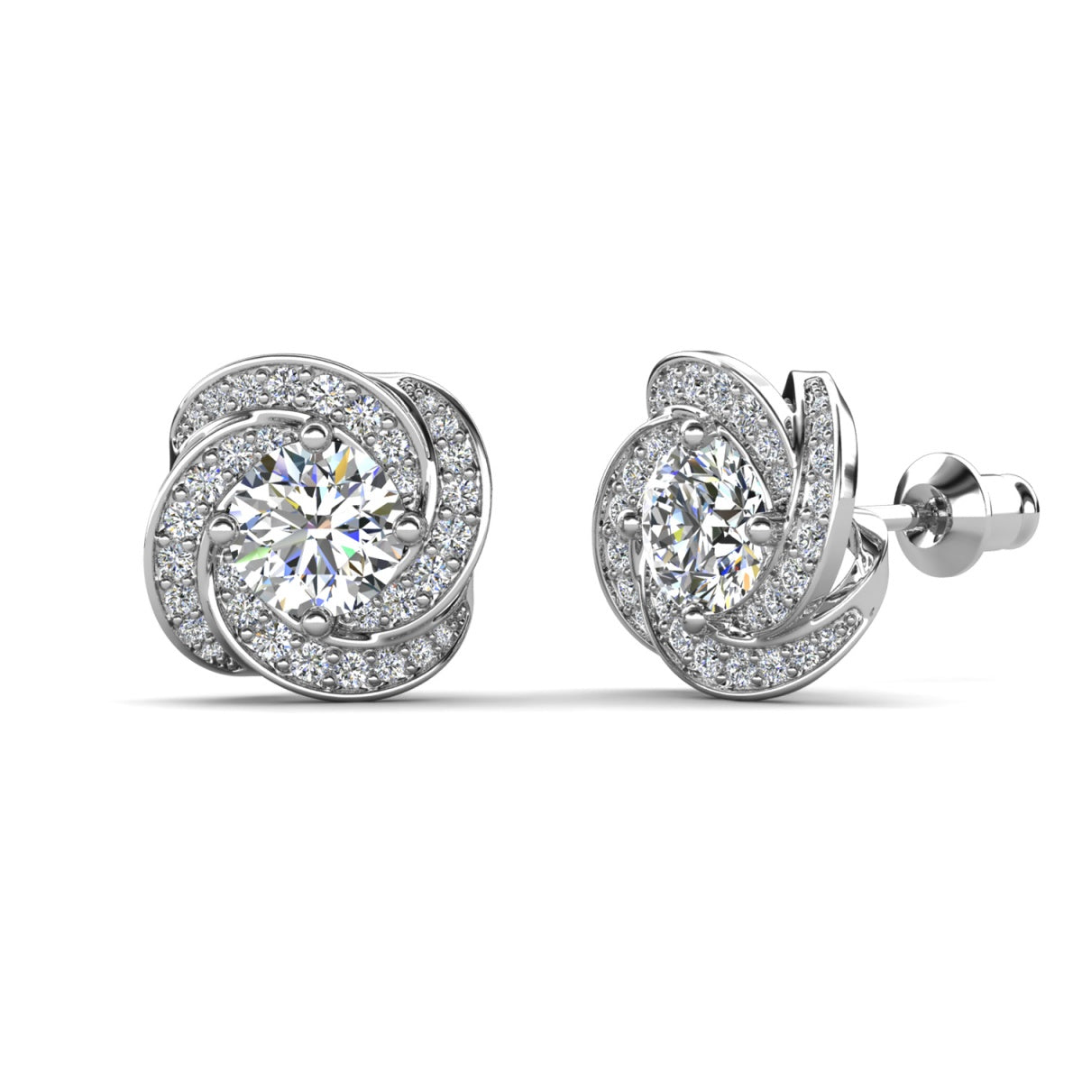 Emmy“宇宙”18k 白金镀 CZ 水晶耳钉