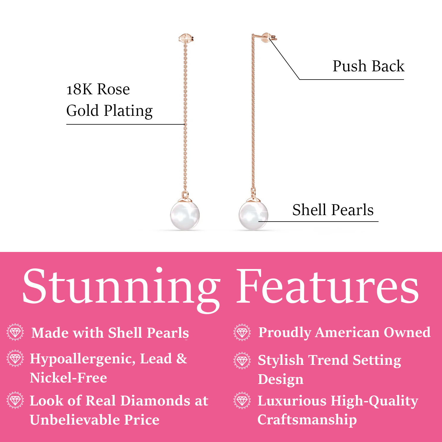 Aspen 18k White Gold Plated Dangle Earrings with Shell Pearls