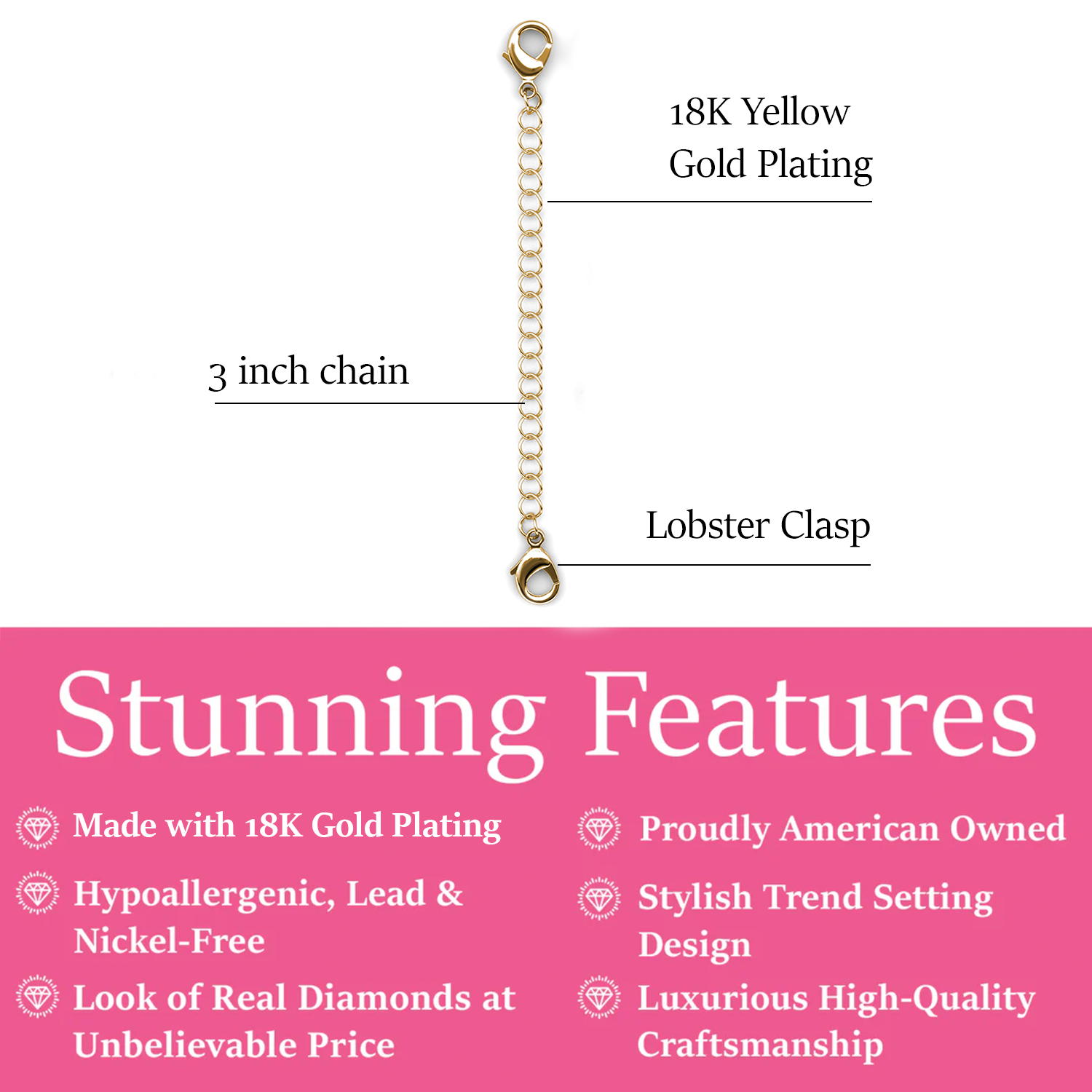 Cate & Chloe 18k White Gold Plated Necklace Extender