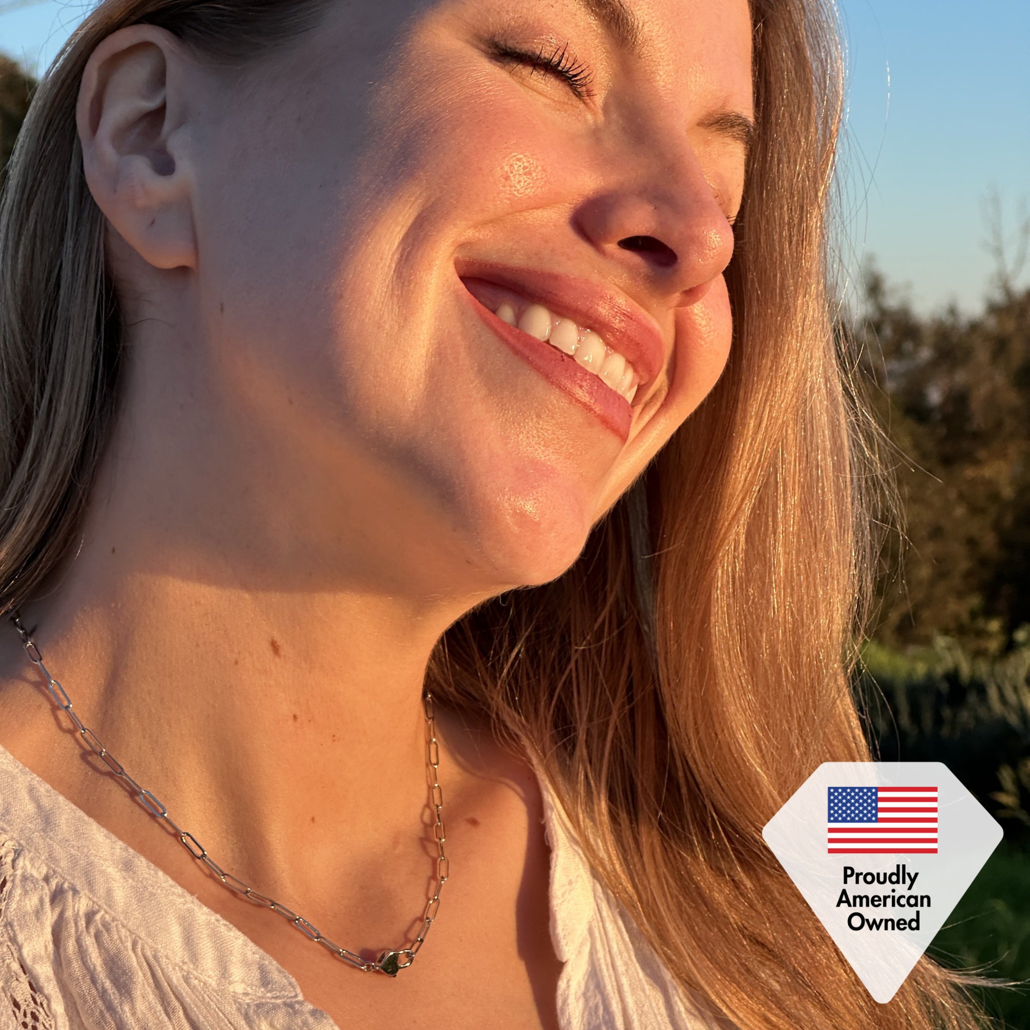 Tammy 18k White Gold Plated Paperclip Chain Necklace