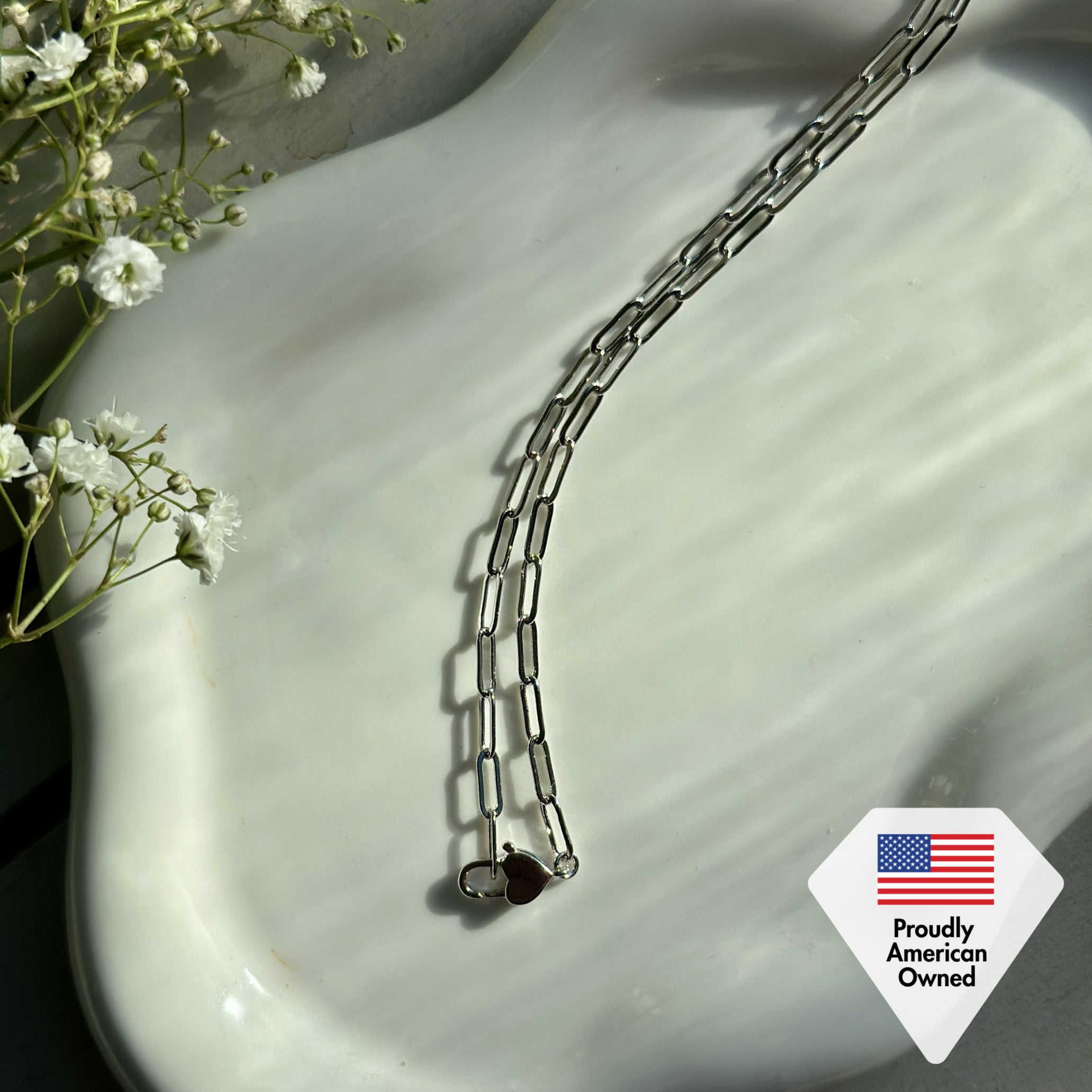 Tammy 18k White Gold Plated Paperclip Chain Necklace