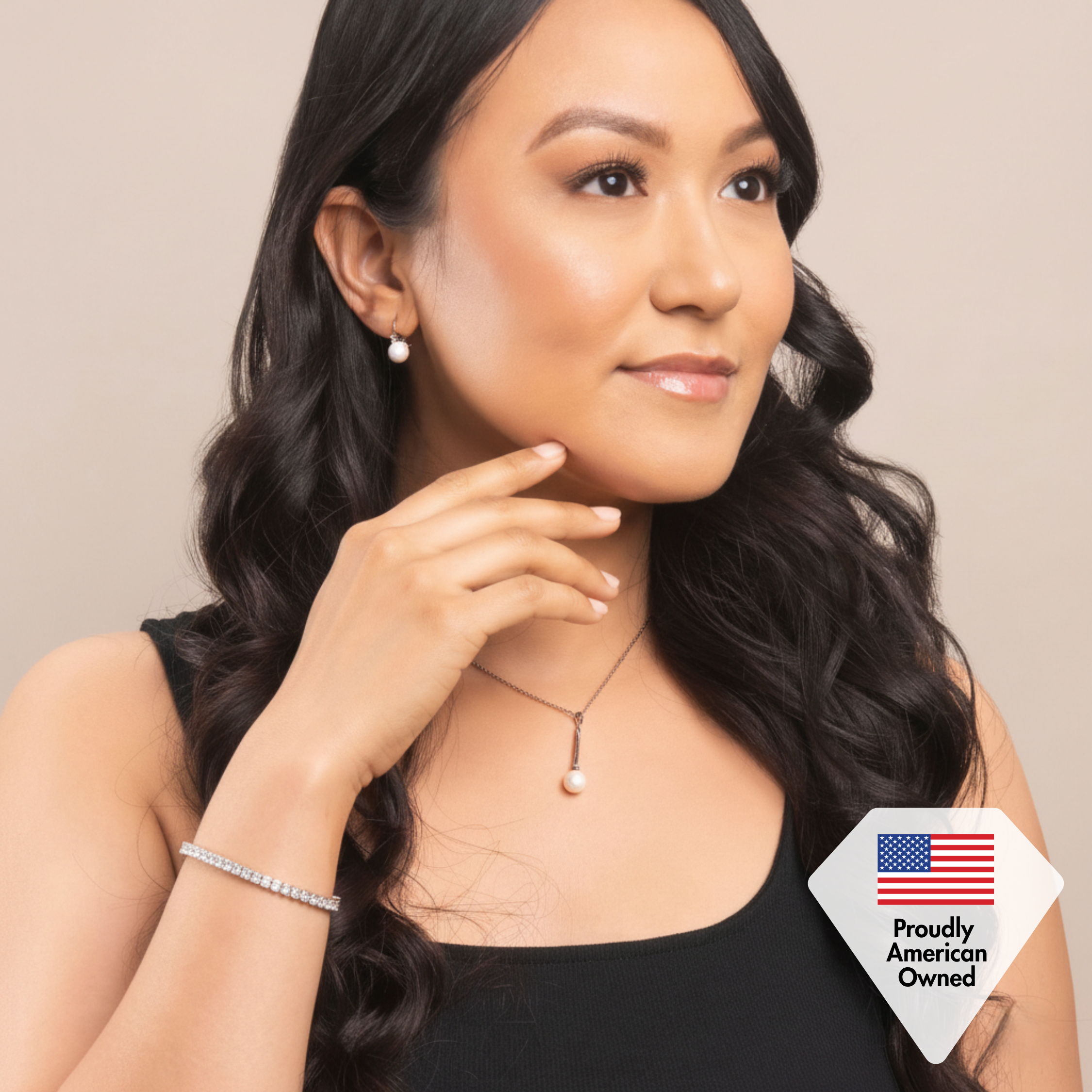 Tatum 18k White Gold Plated Dangle Pearl Pendant Necklace