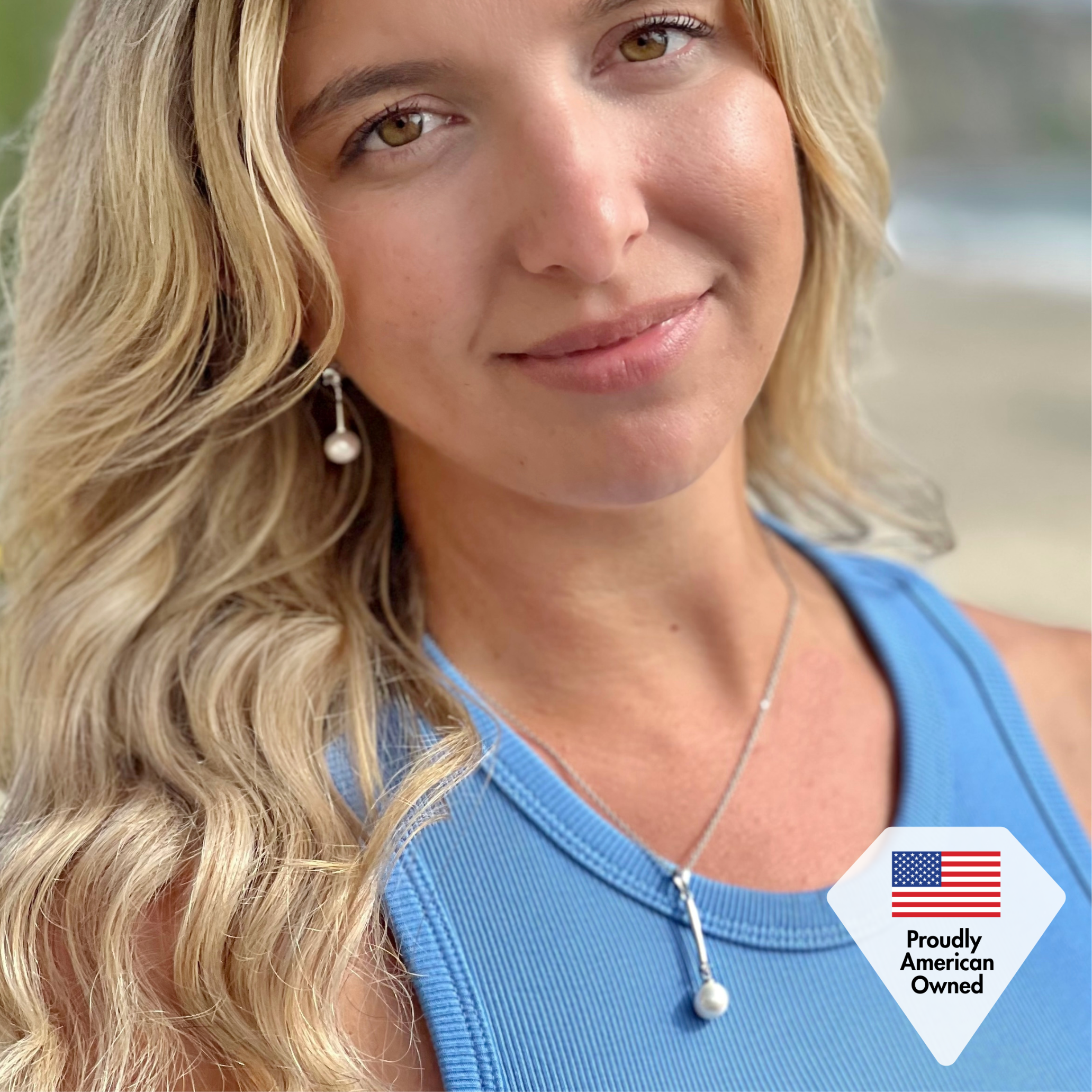 Tatum 18k White Gold Plated Dangle Pearl Pendant Necklace