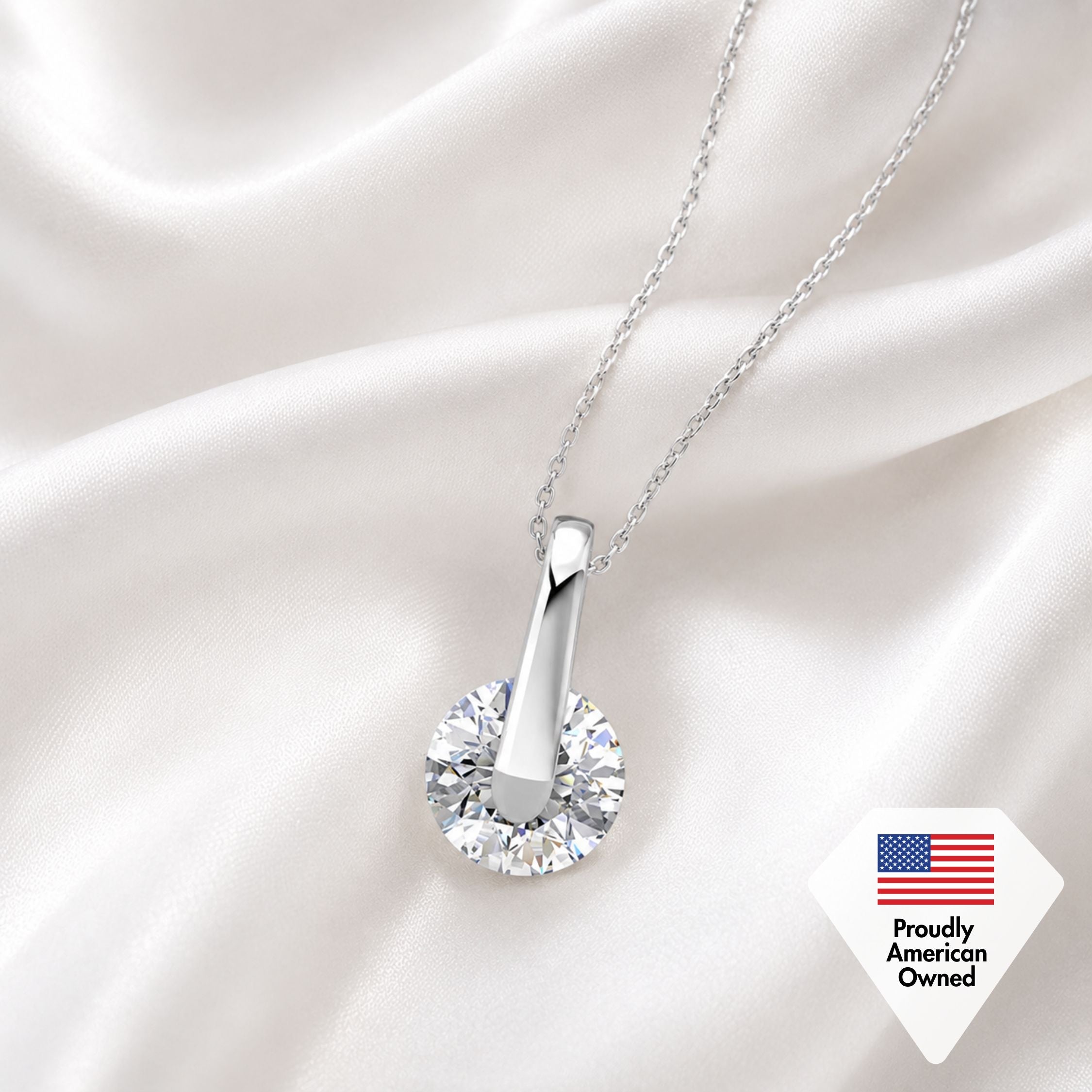 Tina 18k White Gold Plated Necklace with Solitaire Swarovski Crystal