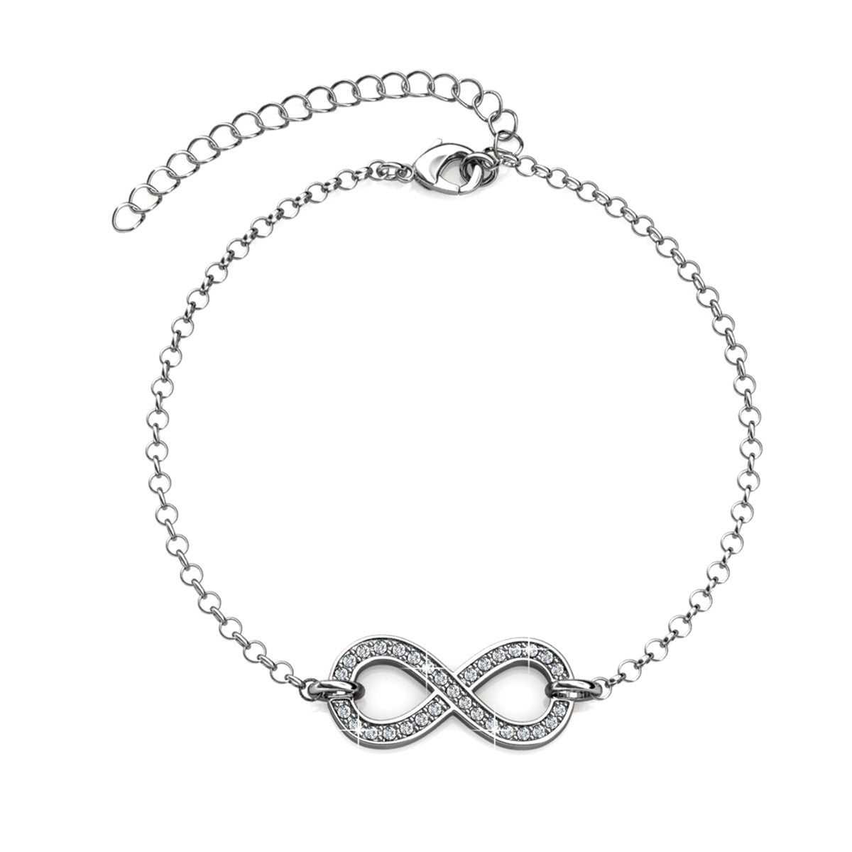 Morgan 18k White Gold Plated Infinity Bracelet with Swarovski Crystals