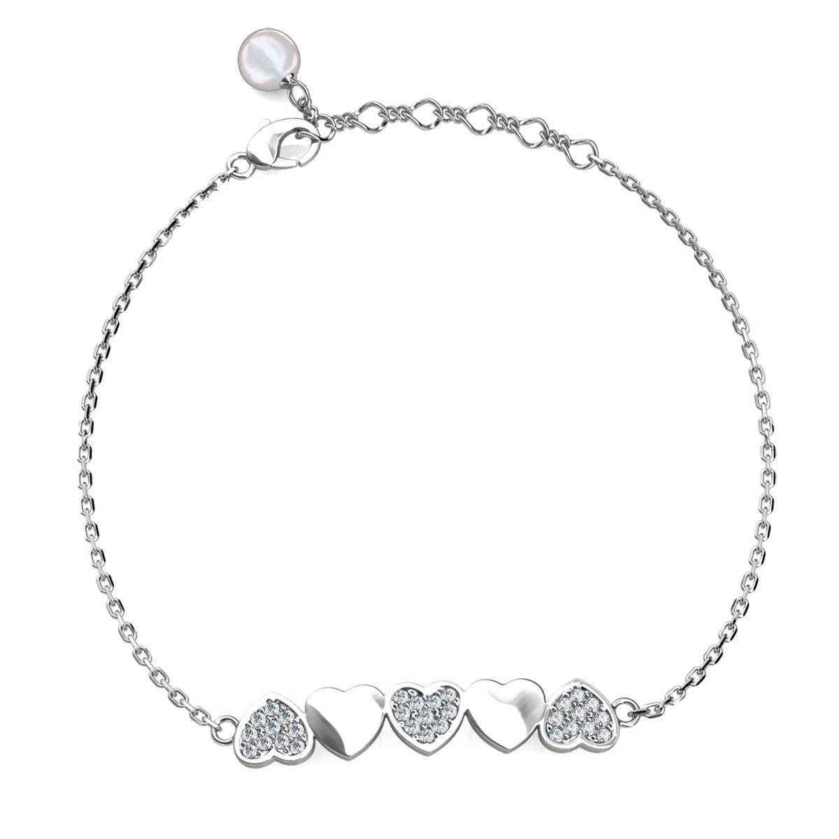 Juliette 18k White Gold Plated Heart Bracelet with Swarovski Crystal