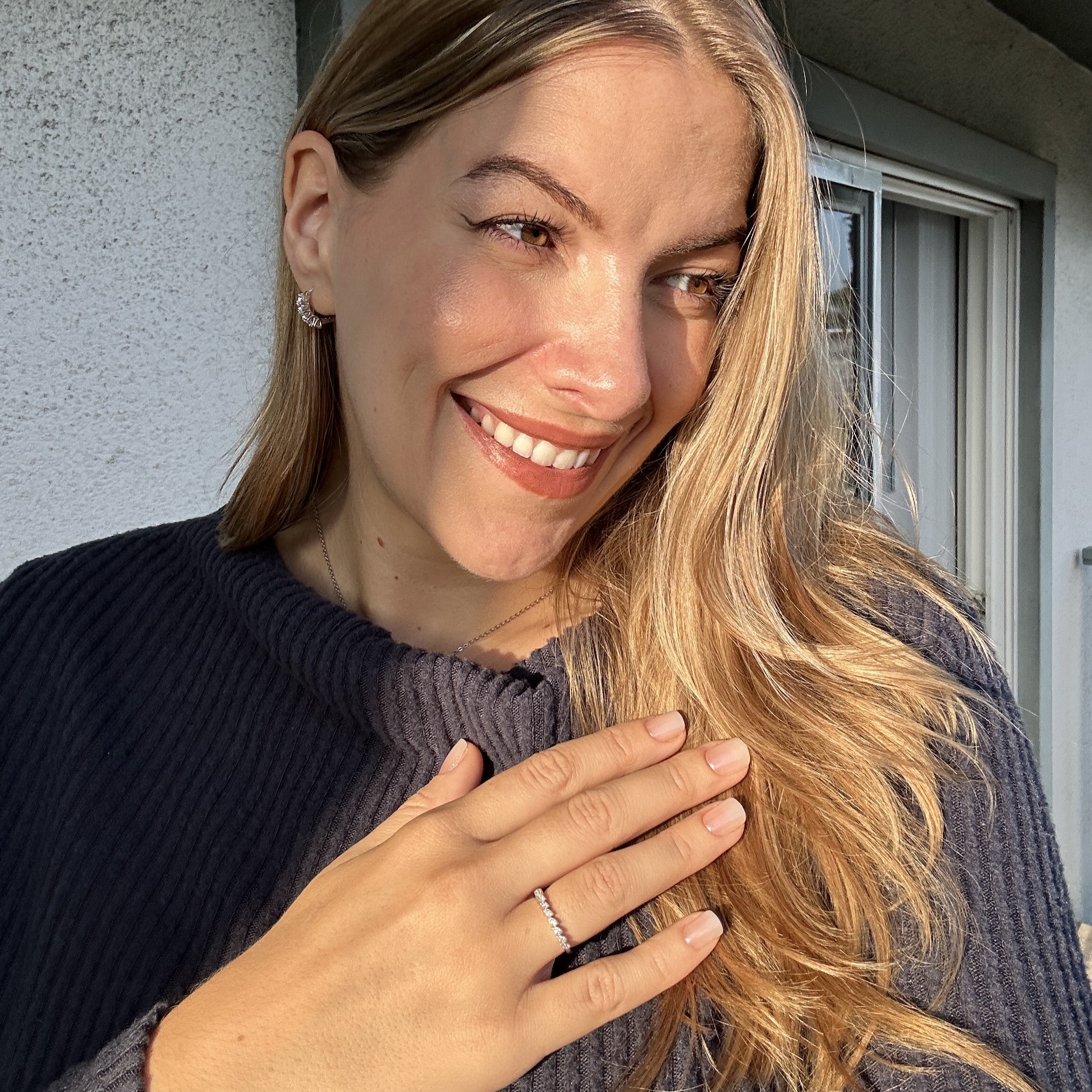 Tori 18k White Gold Plated Ring with Round Cut Swarovski Crystals