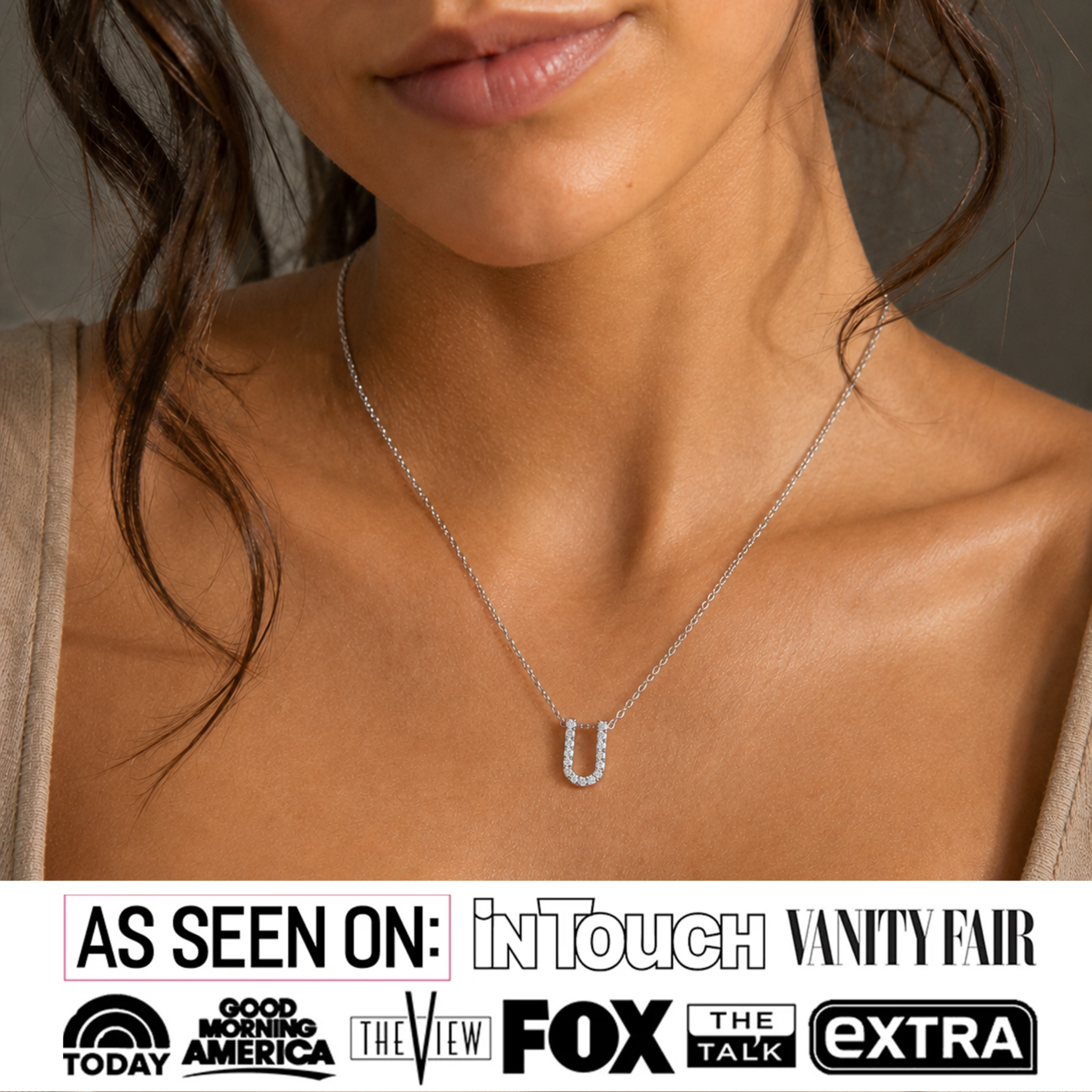 Ethereal Collection 18k White Gold Plated Initial Letter Pendant Necklace with Swarovski Crystals