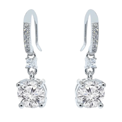 Valerie 18k White Gold Plated Drop Earrings with Simulated Diamond CrystalsRegular price