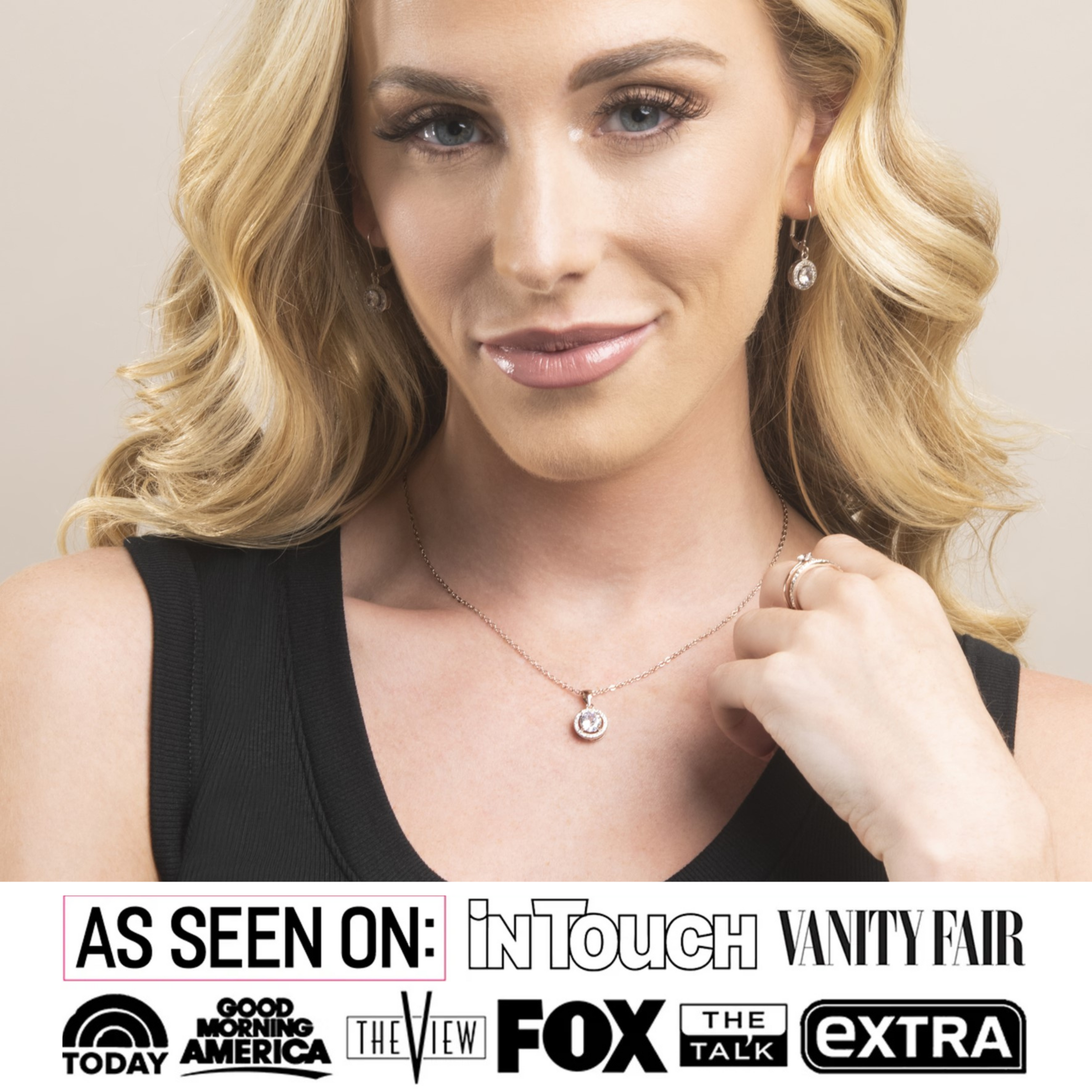 Blake 18k White Gold Plated Halo Pendant Necklace with Simulated Diamond Crystals