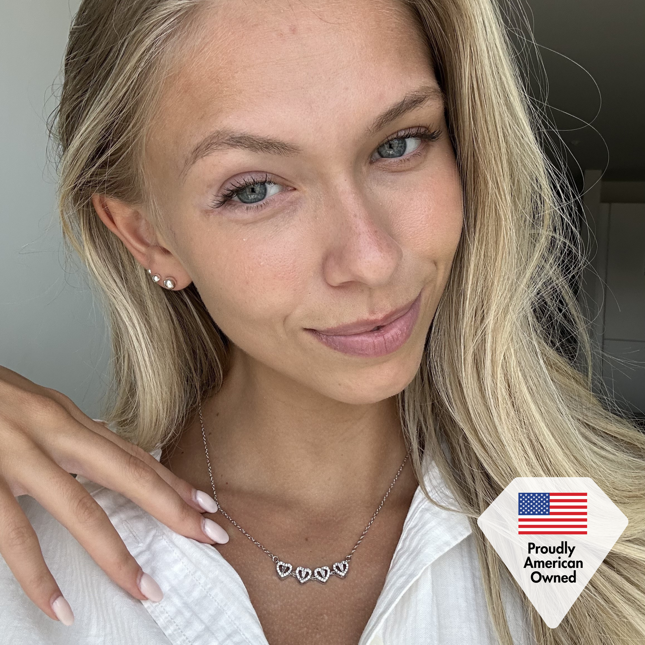 Posie 18k White Gold Plated 2-in-1 Heart/Clover Pendant Necklace with Swarovski Crystals