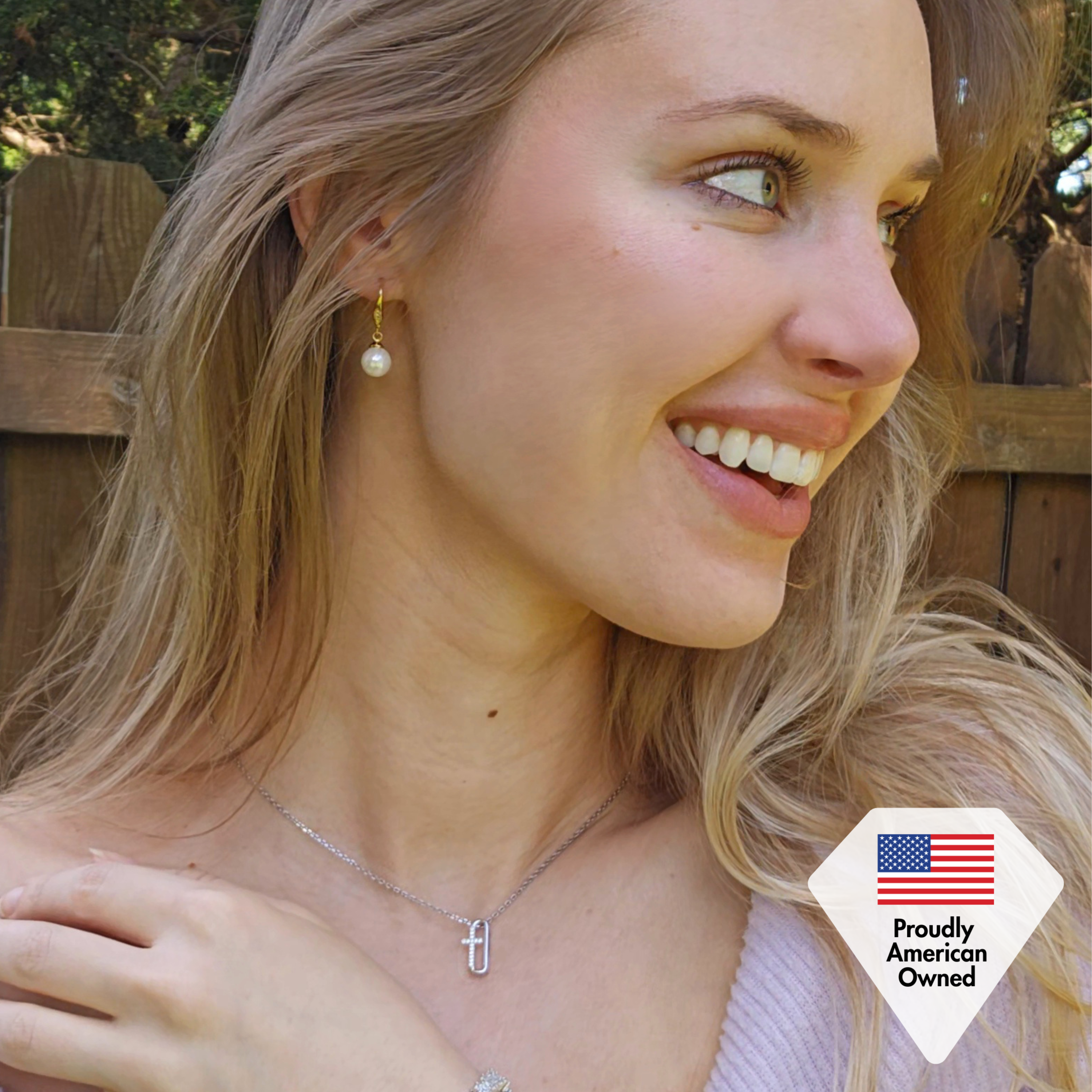 Lona 18k White Gold Plated Silver Cross Necklace with Swarovski Crystals