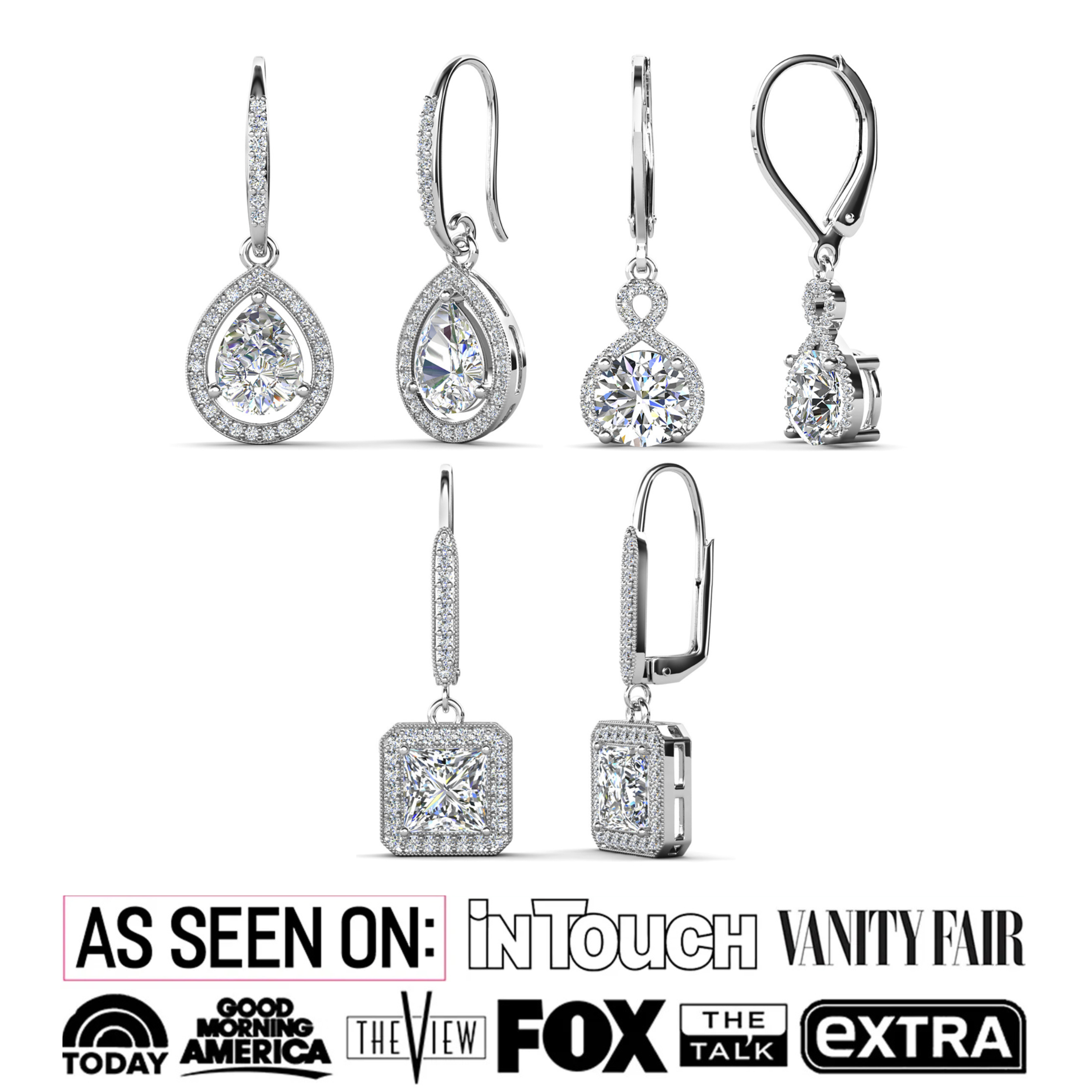 Ivy, Alessandra, Isabel Drop Dangle White Gold Plated Earrings for Women (3 Pair Set)