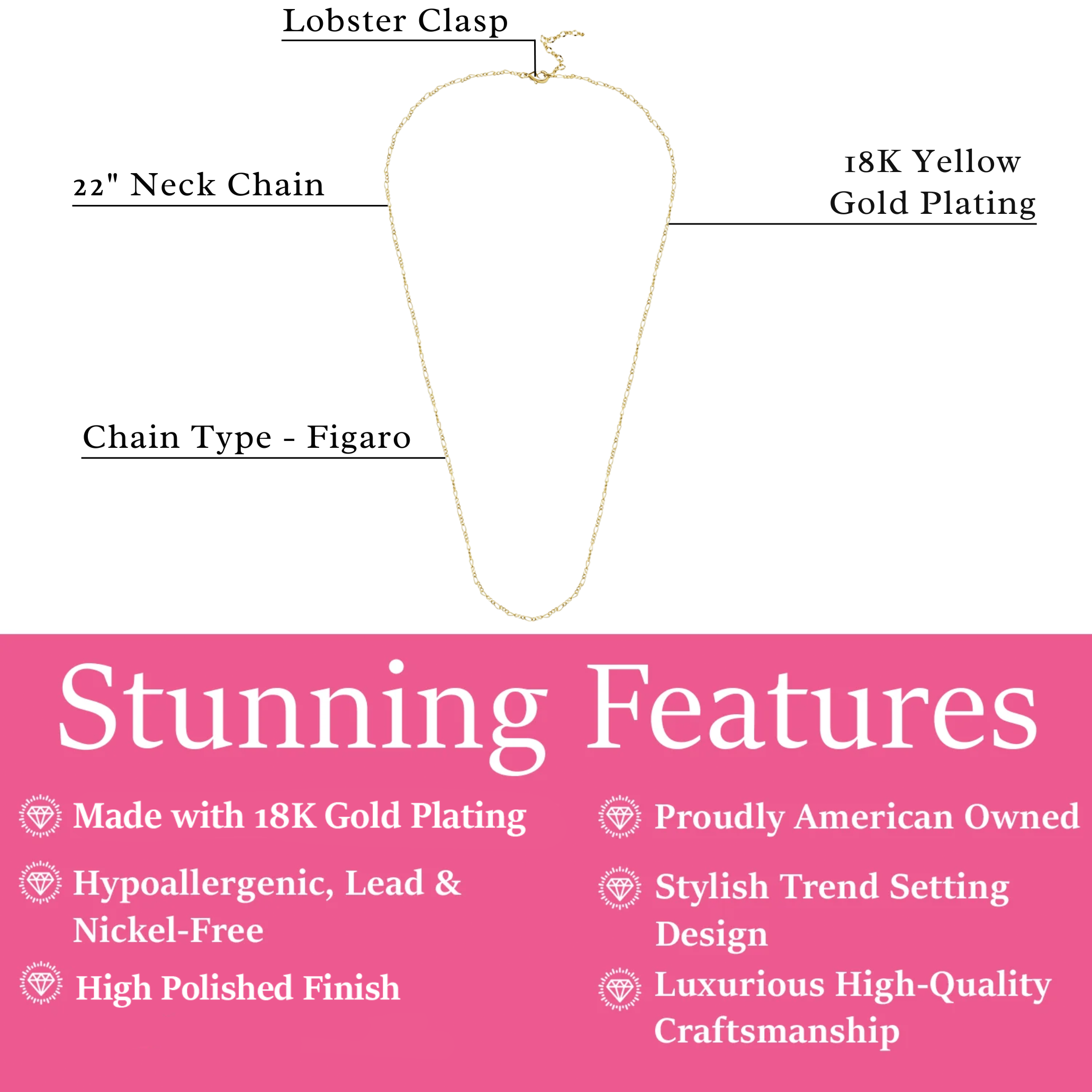 Victoria 18k White Gold Plated Stacking Necklace Chain