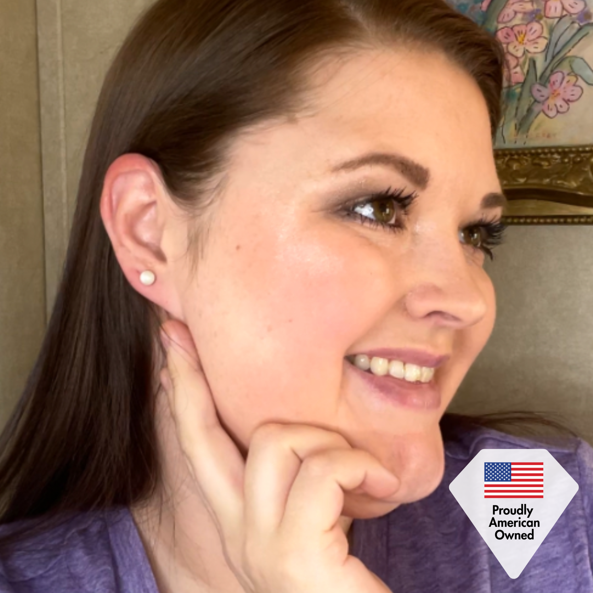 Vivienne 18k White Gold Plated Stud Earrings with Shell Pearls