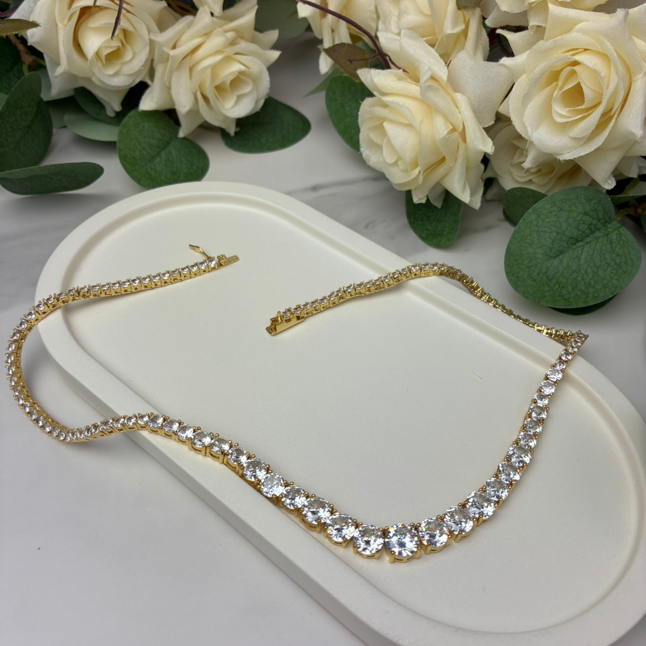 Whitney 18k White Gold Plated Necklace with Simulated Diamond Crystals